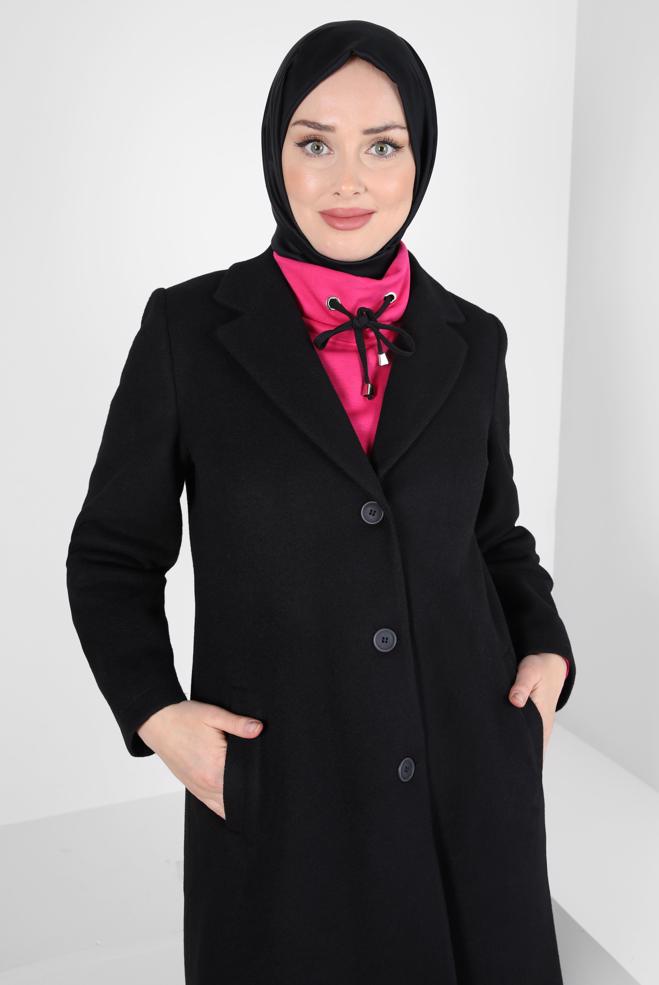 Hijab clothing BLACK JACKET WITH POCKET DETAIL 44276 - ALVİNA