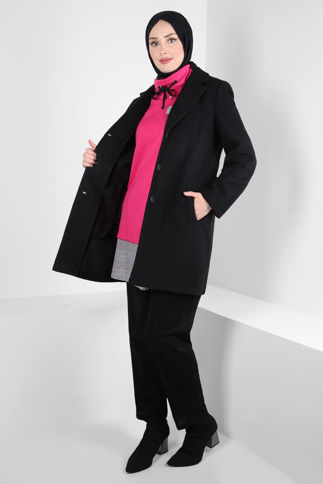 Hijab clothing BLACK JACKET WITH POCKET DETAIL 44276 - ALVİNA