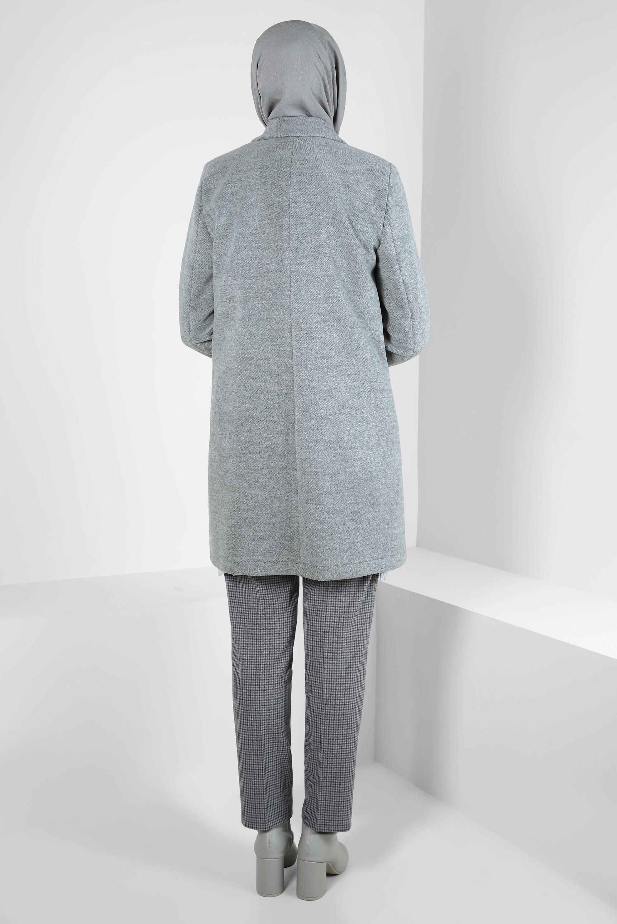 Tesettür giyim GRİ CEP DETAYLI CEKET 44276