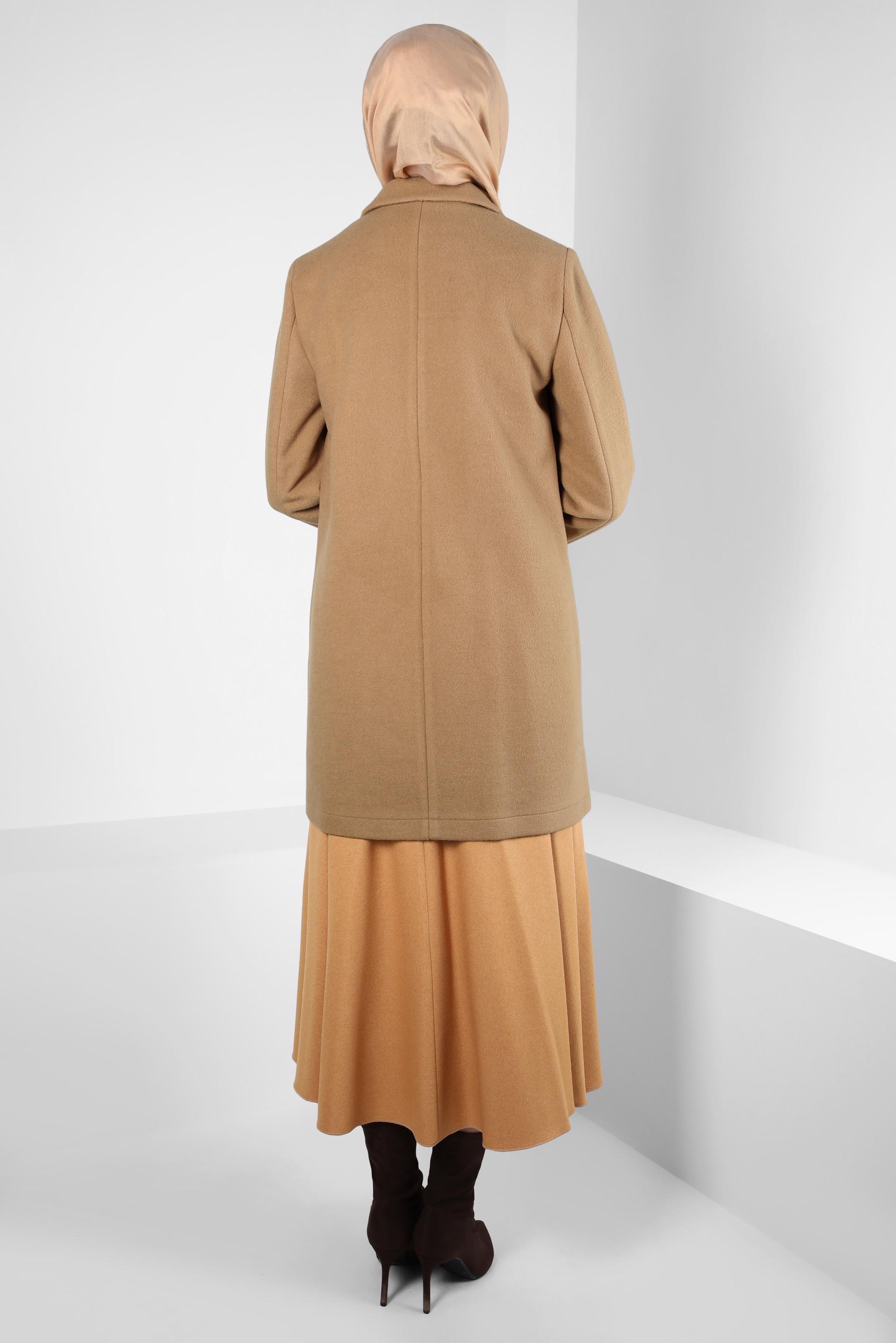 Tesettür giyim KAHVE CEP DETAYLI CEKET 44276