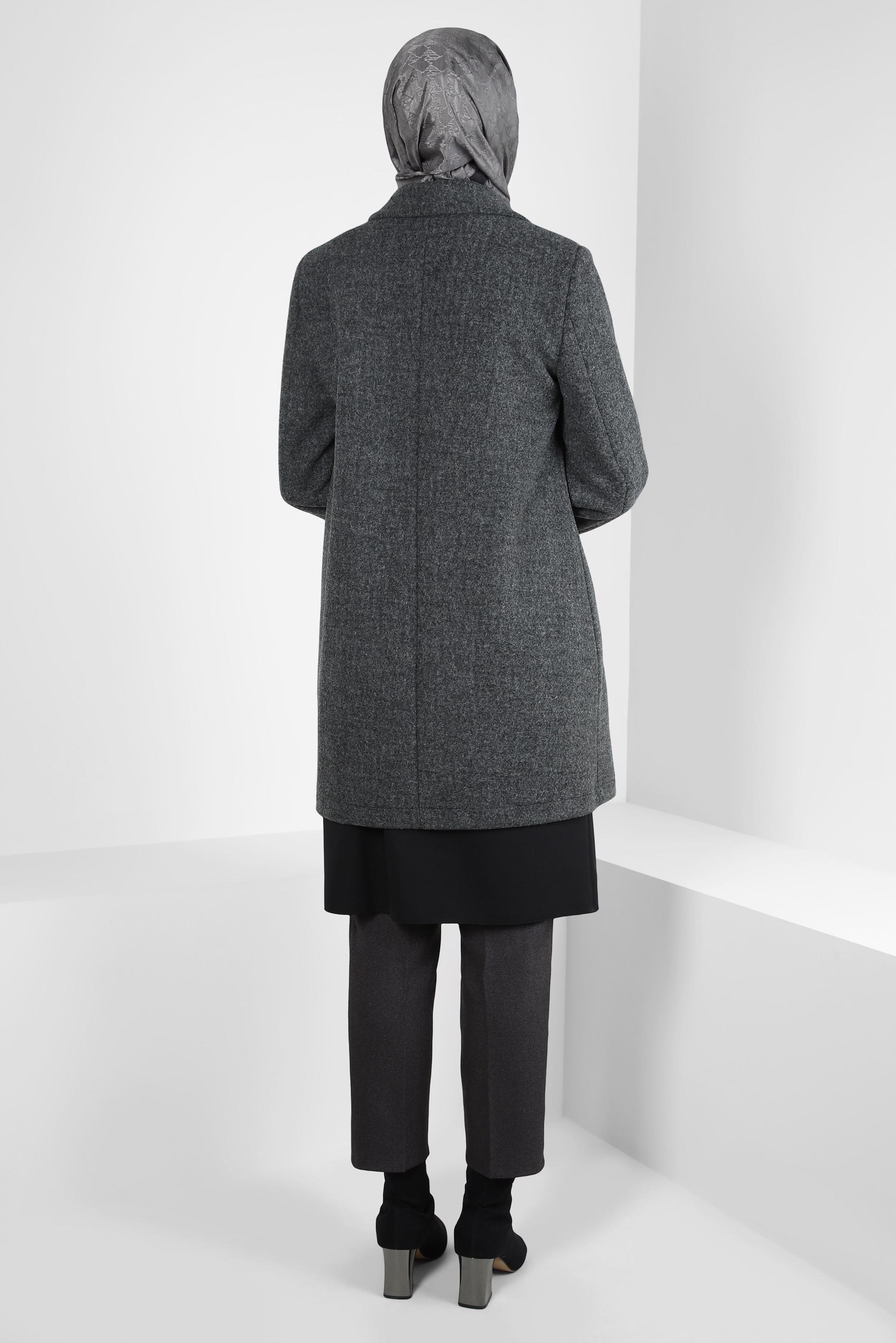 Tesettür giyim GRİ CEP DETAYLI CEKET 44276