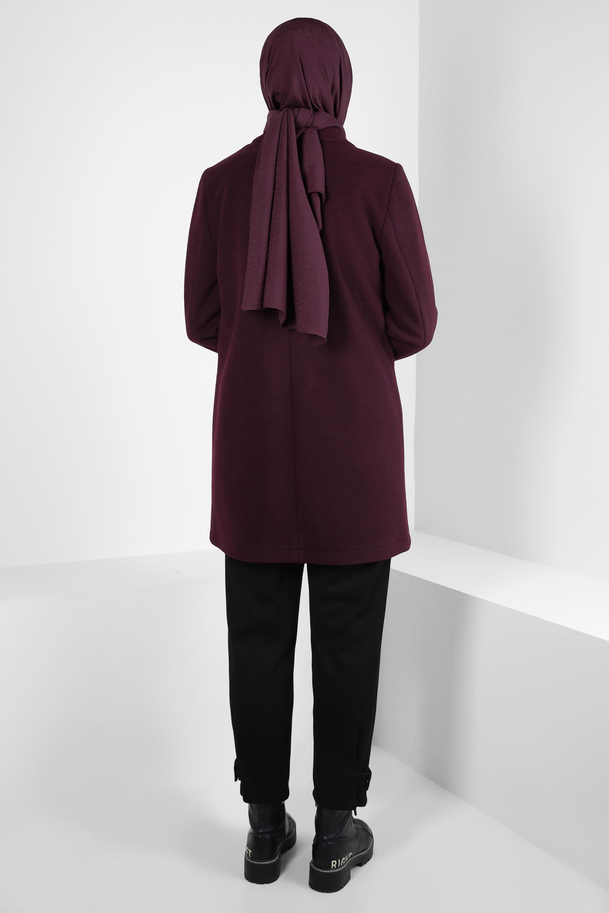 Tesettür giyim BORDO CEP DETAYLI CEKET 44276