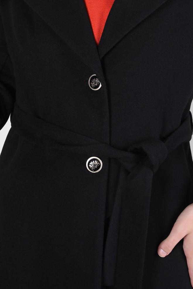 Hijab clothing BLACK BELTED JACKET 44277 - ALVİNA