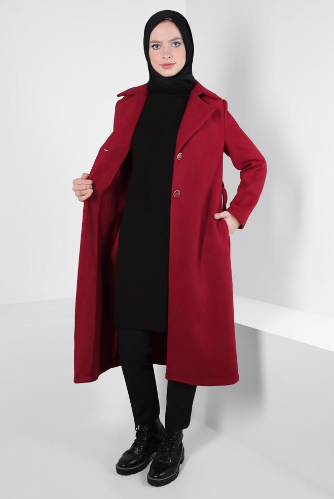 Hijab clothing RED BELTED JACKET 44277 - ALVİNA