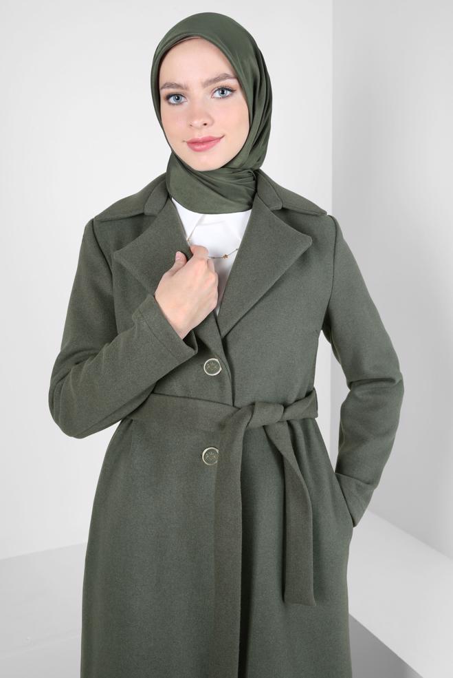 Vêtements hijab KAKI VESTE CEINTURE 44277 - ALVİNA