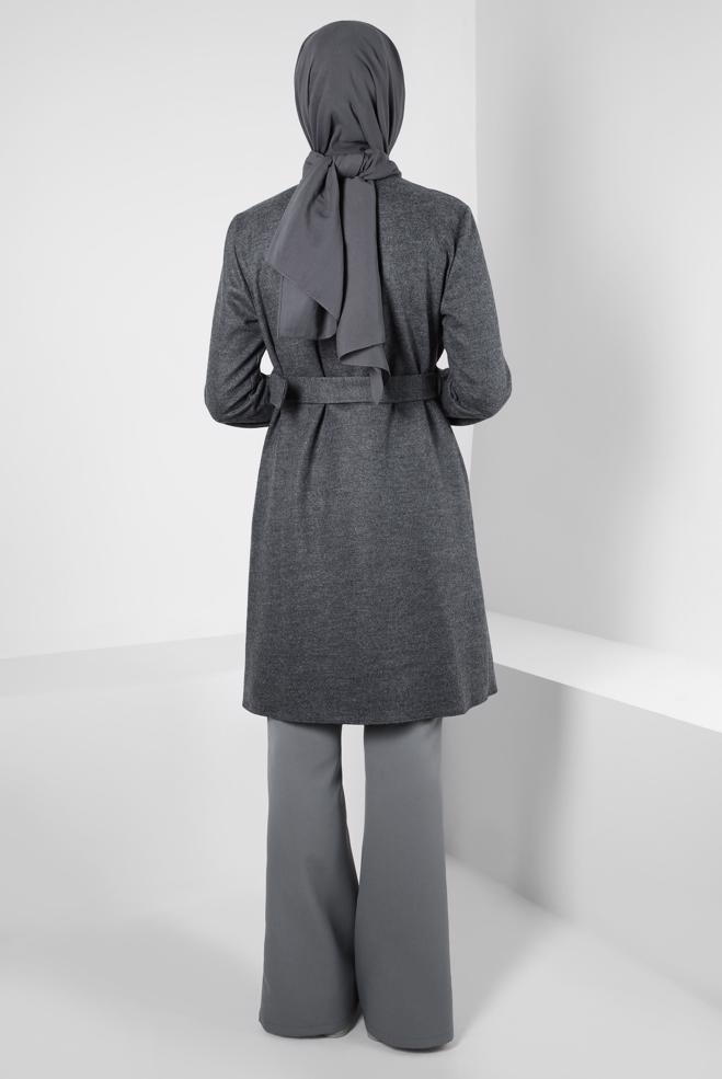 Hijab clothing GREY BELTED JACKET 44278 - ALVİNA