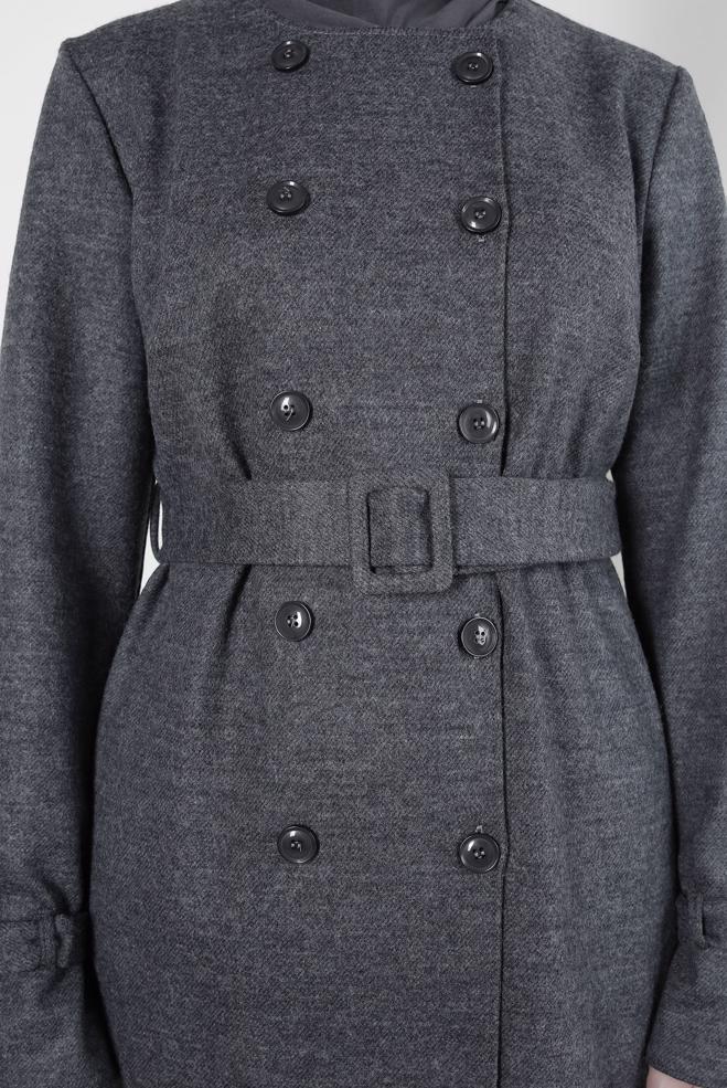 Hijab clothing GREY BELTED JACKET 44278 - ALVİNA