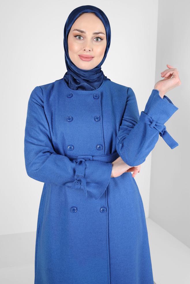 Hijab clothing BLUE BELTED JACKET 44278 - ALVİNA