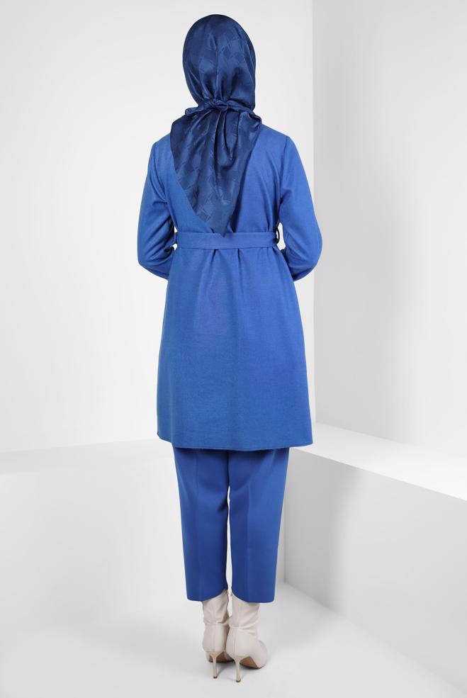 Hijab clothing BLUE BELTED JACKET 44278 - ALVİNA