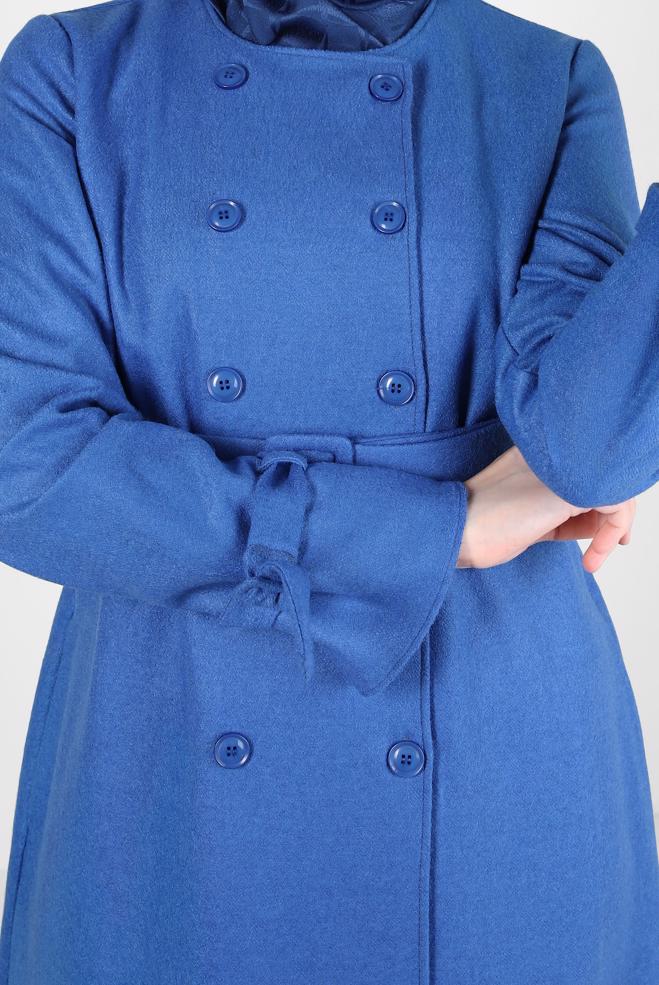 Hijab clothing BLUE BELTED JACKET 44278 - ALVİNA