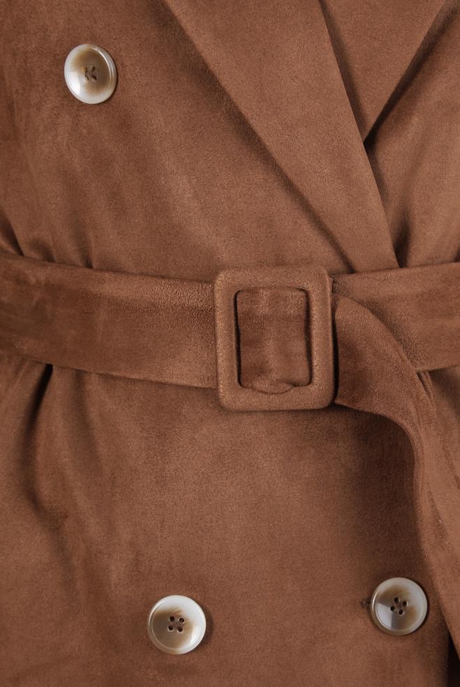 Vêtements hijab BRUN VESTE EN DAIM CEINTURE 44334 - ALVİNA