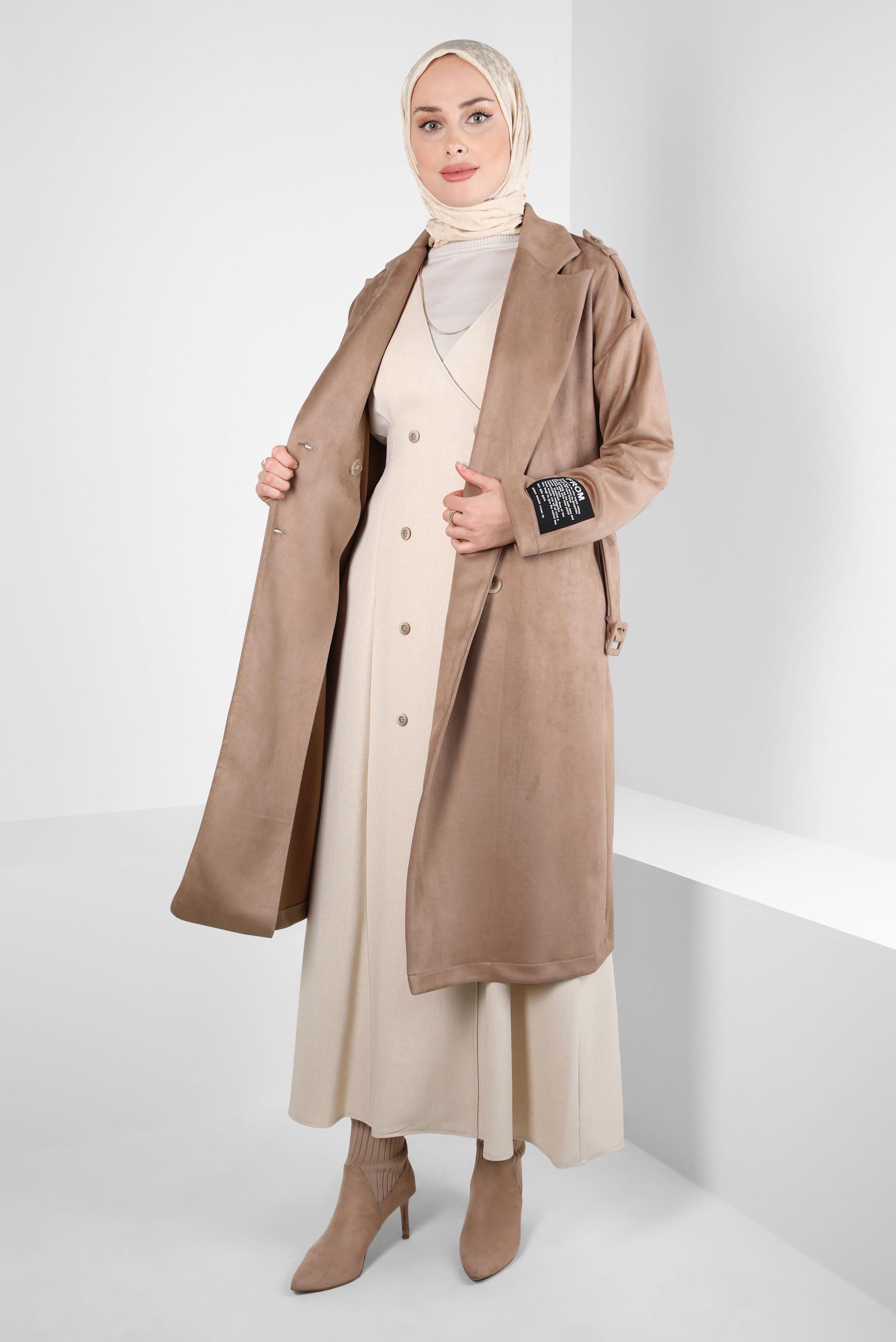 Hijab clothing MINK BELTED SUEDE JACKET 44334