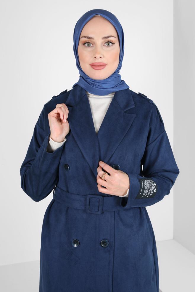 Vêtements hijab BLEU MARINE VESTE CEINTURE 44334-1 - ALVİNA