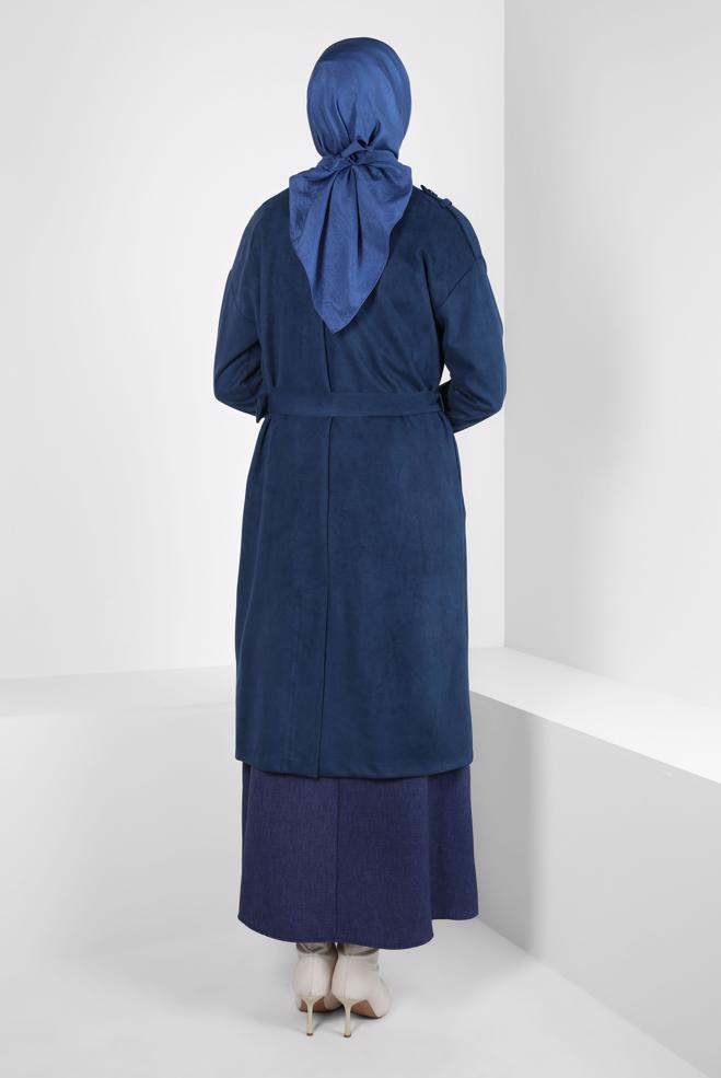 Vêtements hijab BLEU MARINE VESTE CEINTURE 44334-1 - ALVİNA