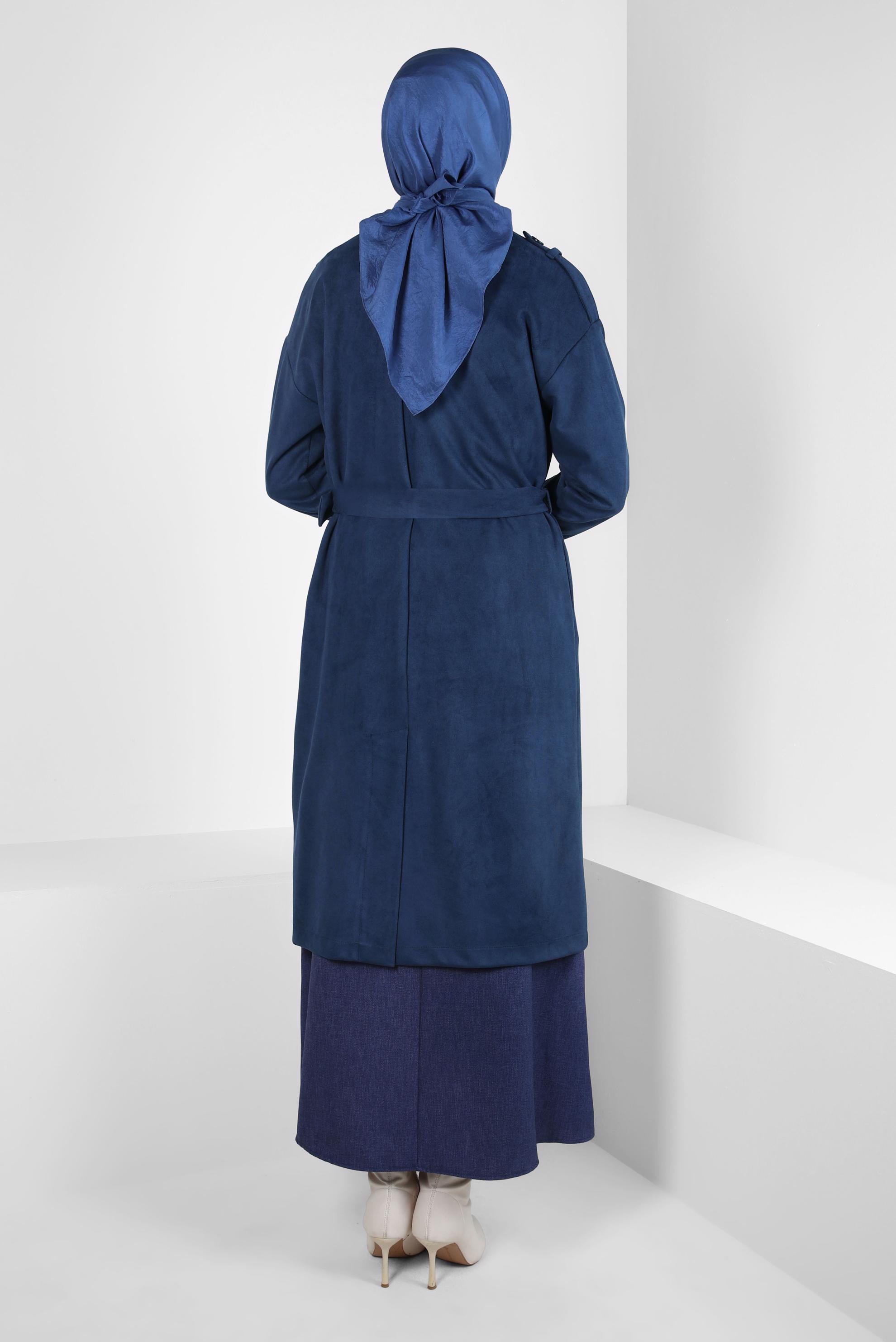 Hijab clothing NAVY BLUE BELTED JACKET 44334-1