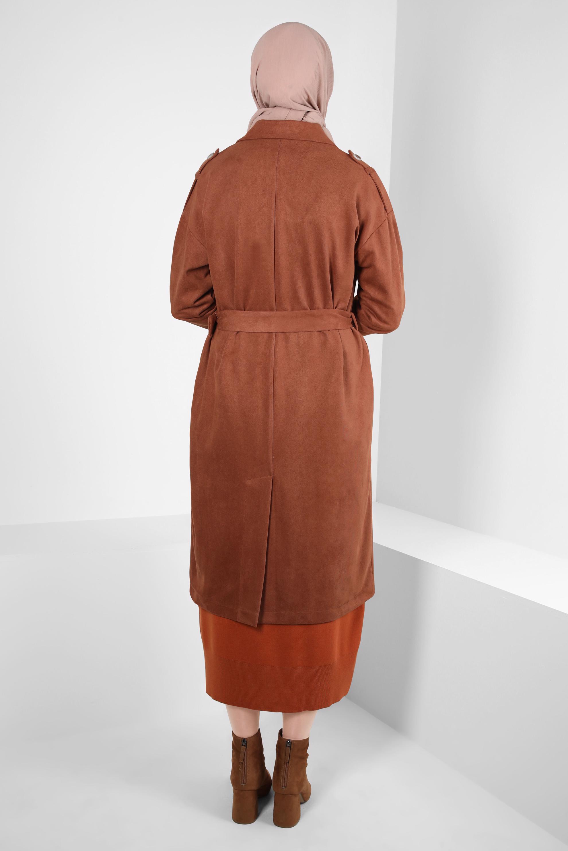 Hijab clothing BROWN BELTED JACKET 44334-1