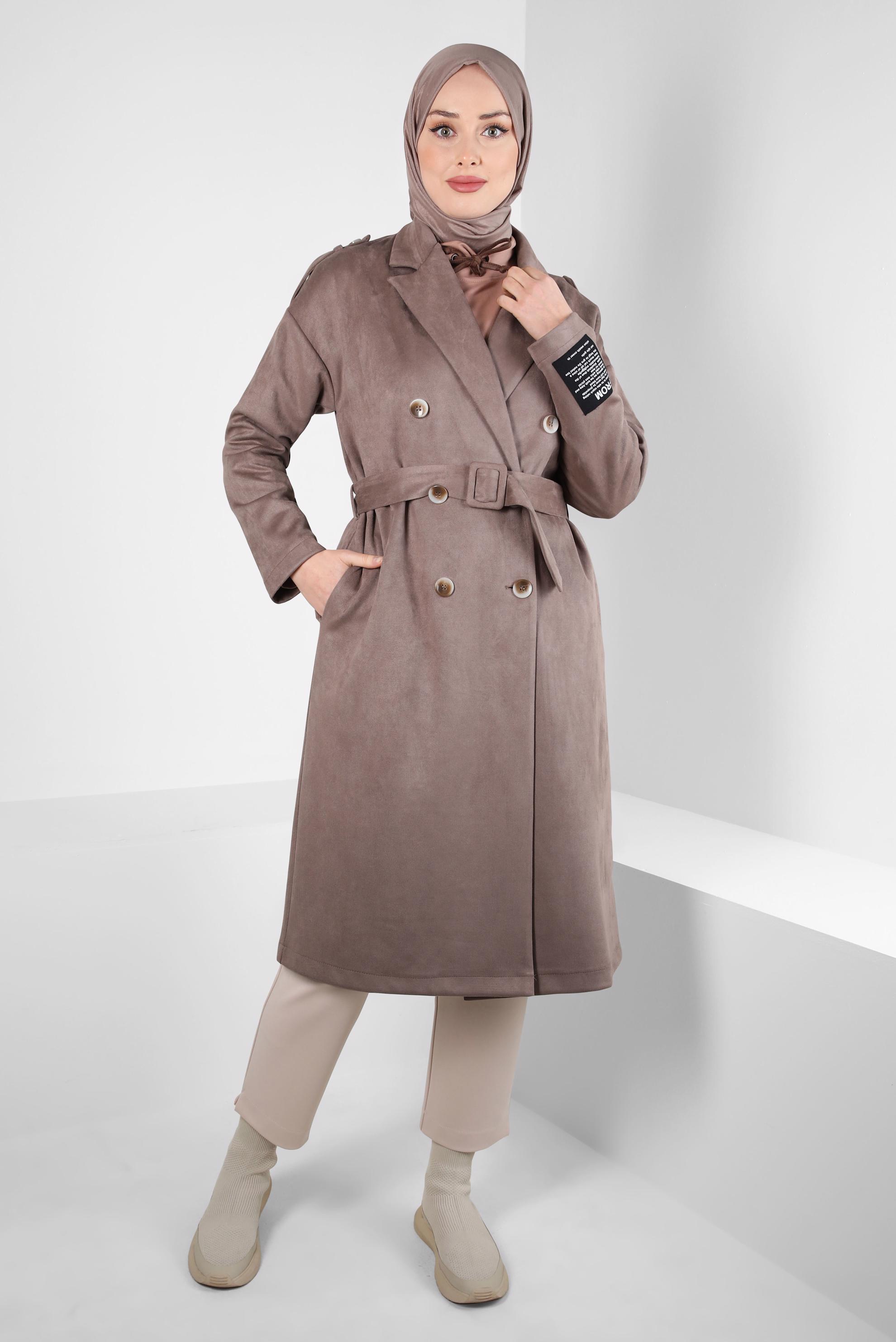 Hijab clothing MINK BELTED SUEDE JACKET 44334