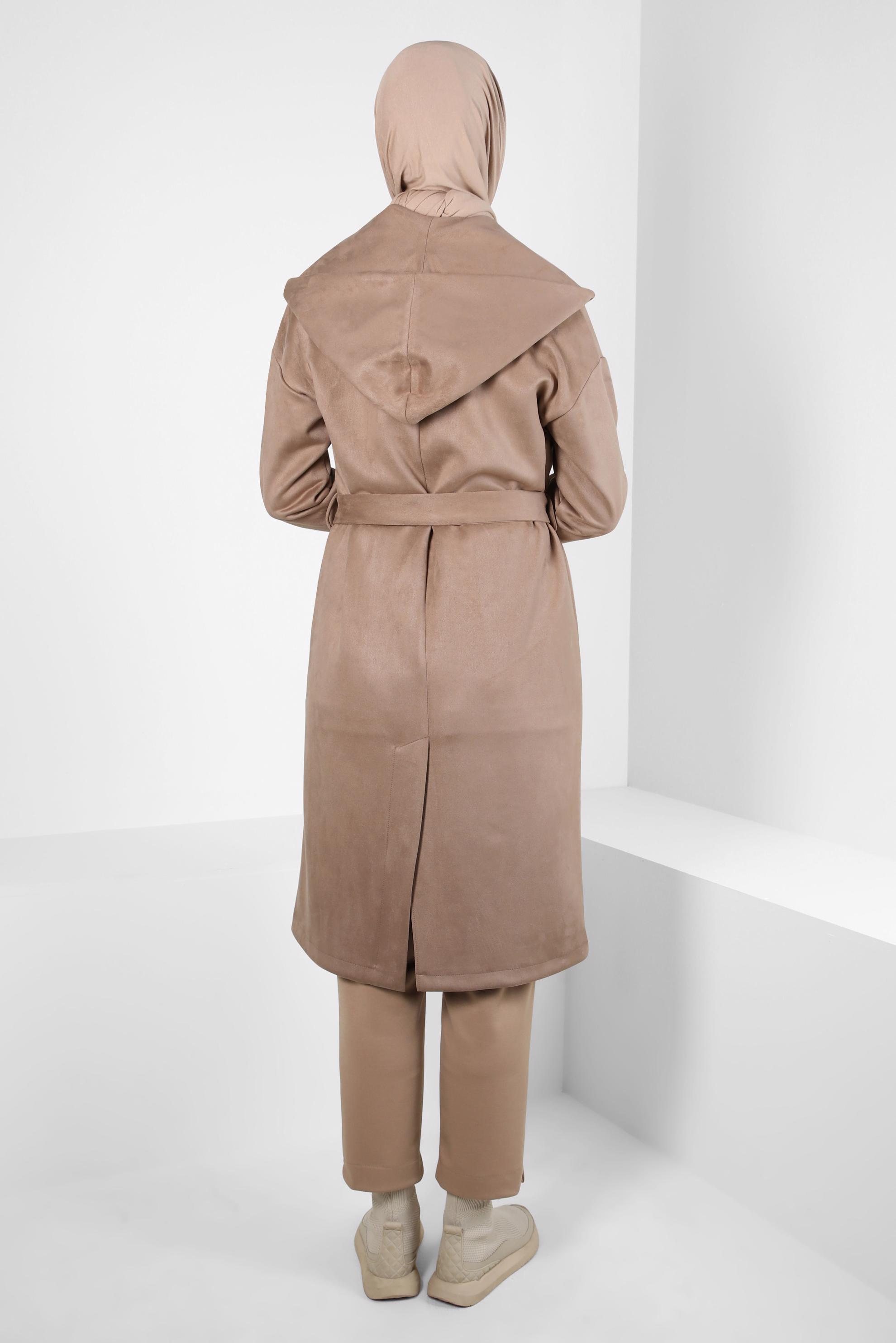 Hijab clothing MINK HOODED SUEDE JACKET 44336