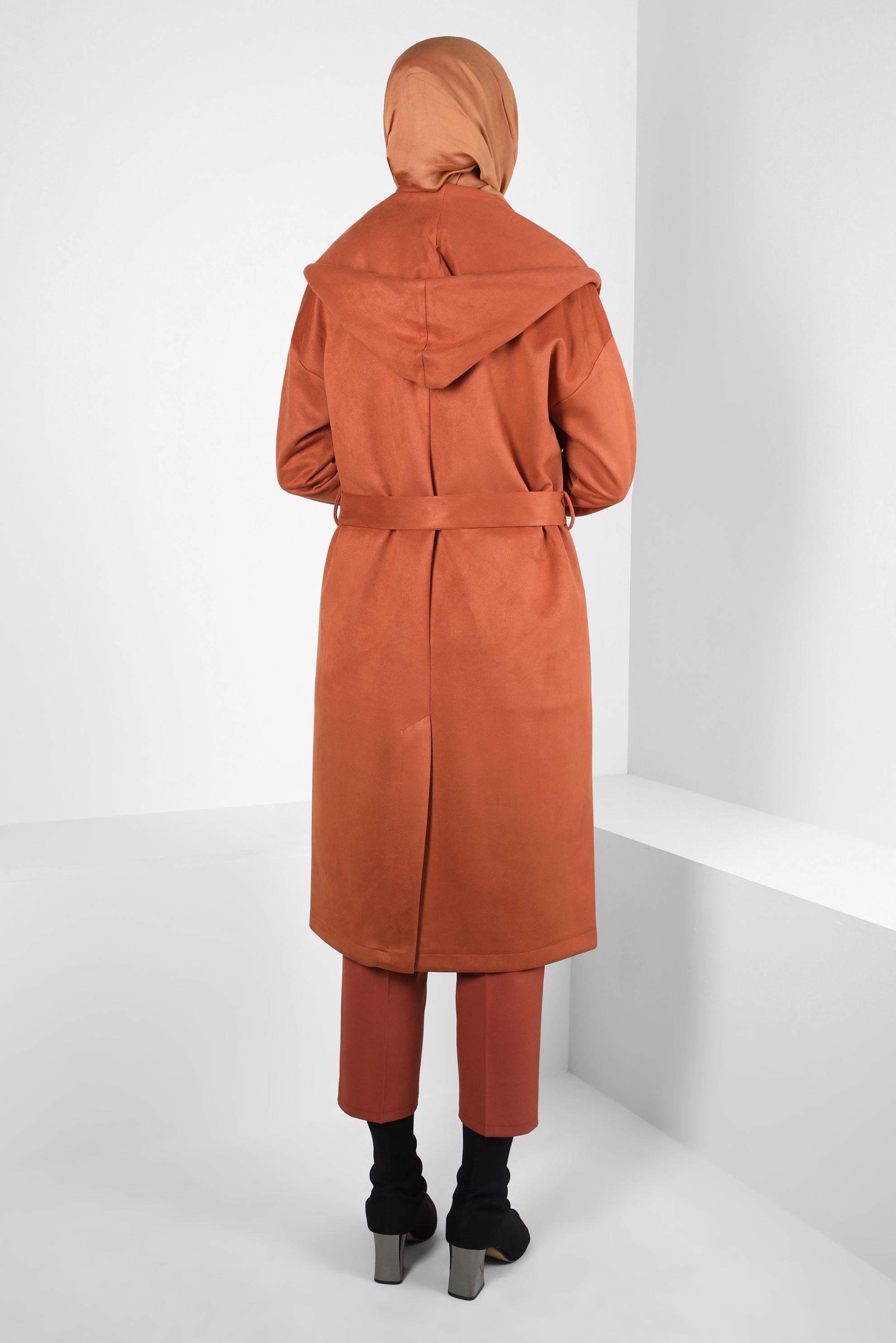 Hijab clothing ORANGE HOODED SUEDE JACKET 44336