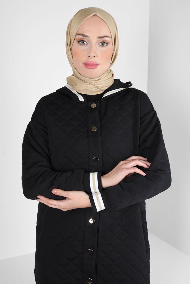 Vêtements hijab NOIR VESTE MATELASSÉE 44351 - ALVİNA