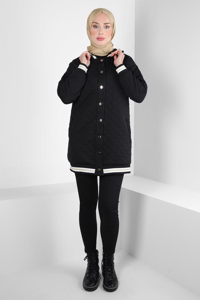 Vêtements hijab NOIR VESTE MATELASSÉE 44351 - ALVİNA