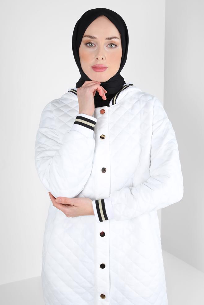 Vêtements hijab BLANC VESTE MATELASSÉE 44351 - ALVİNA