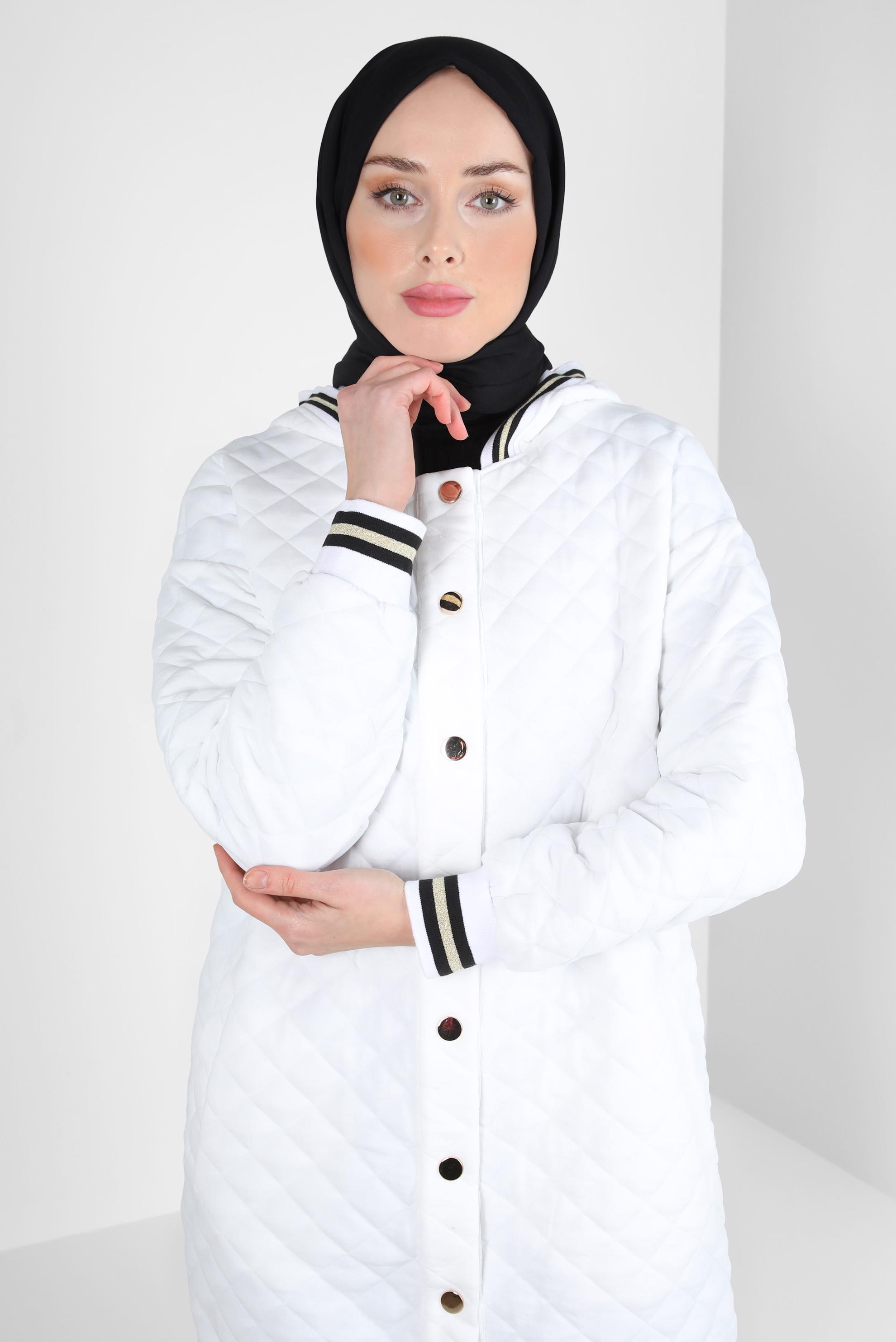 Hijab clothing WHITE QUILTED JACKET 44351