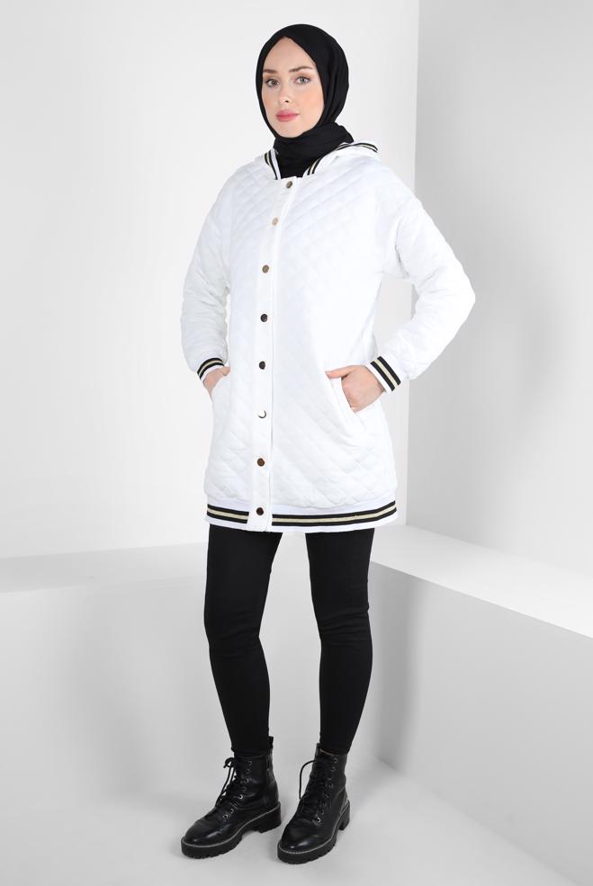 Vêtements hijab BLANC VESTE MATELASSÉE 44351 - ALVİNA