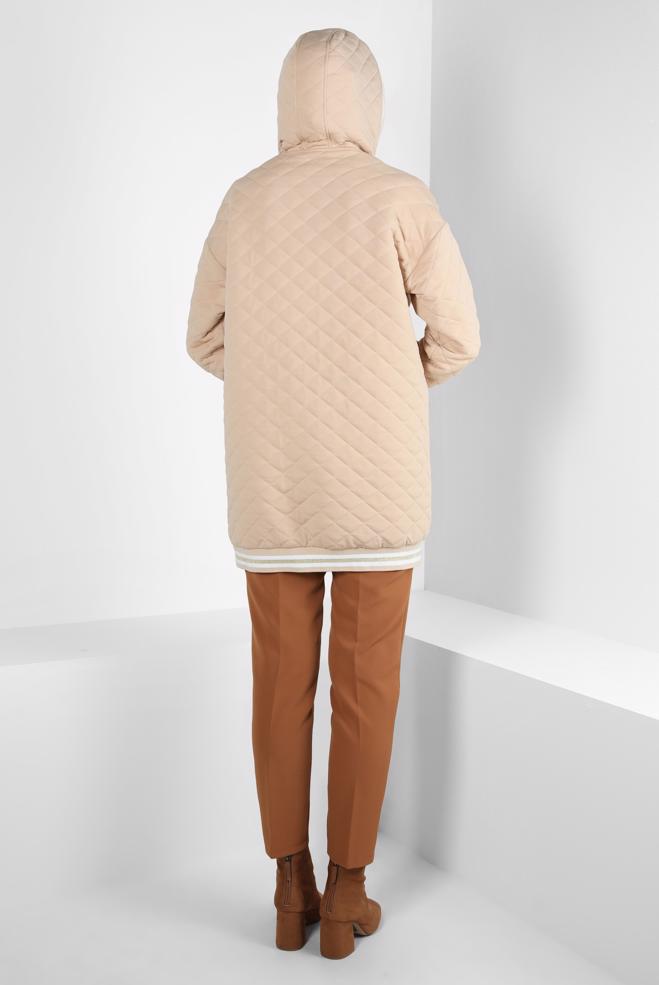 Vêtements hijab BEIGE VESTE MATELASSÉE 44351 - ALVİNA
