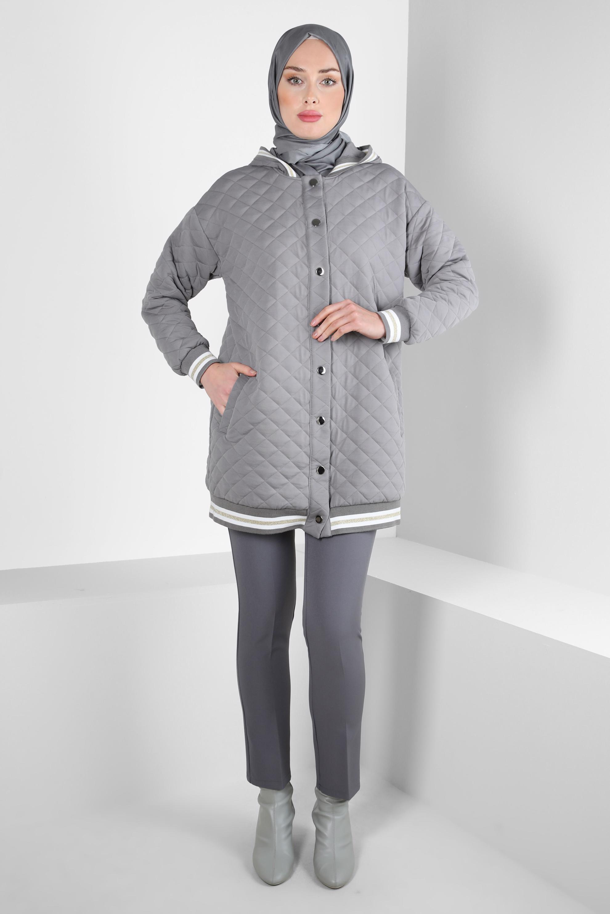 Hijab clothing GREY QUILTED JACKET 44351