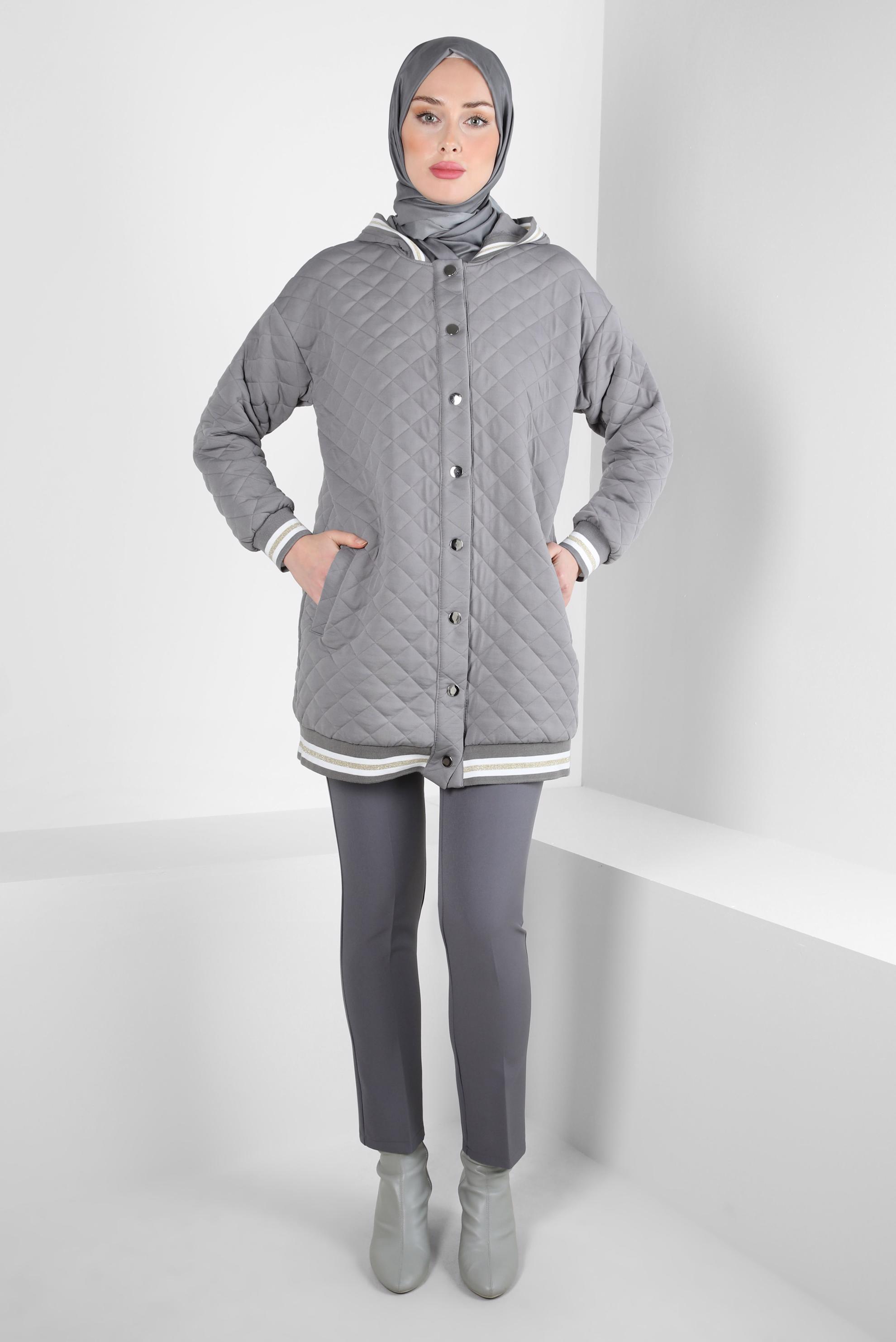 Hijab clothing GREY QUILTED JACKET 44351