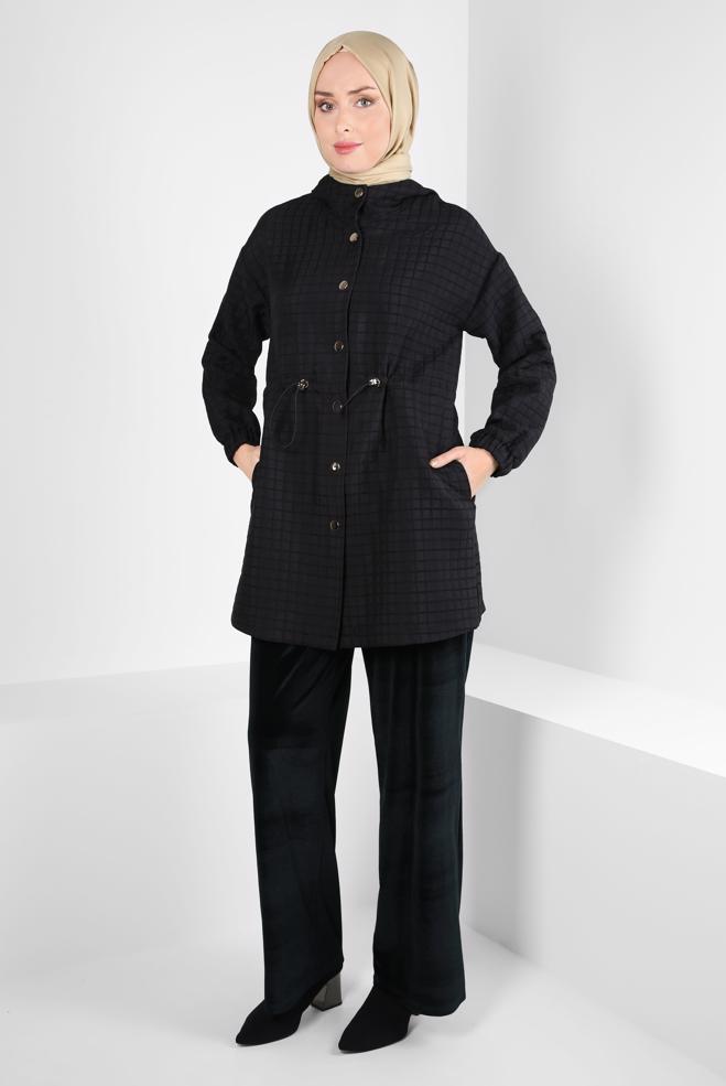 Vêtements hijab NOIR VESTE MATELASSÉE 44352 - ALVİNA