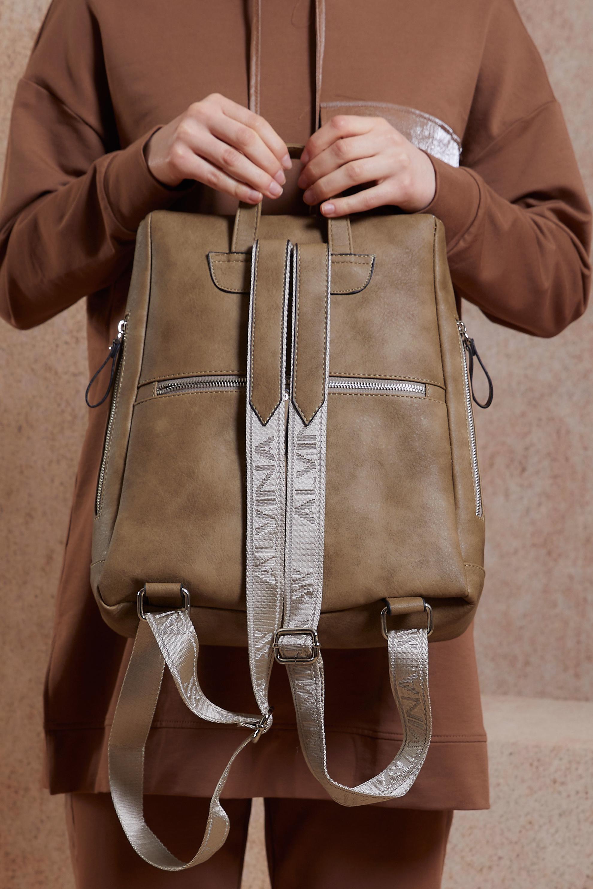 Tesettür giyim VİZON ALVİNA SIRT ÇANTA 910