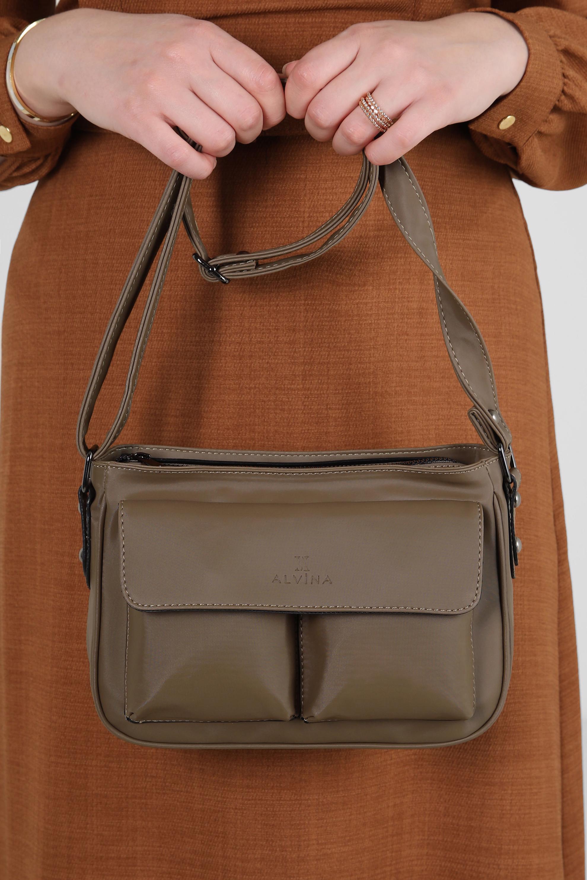 Tesettür giyim VİZON ALVİNA ÇANTA 941