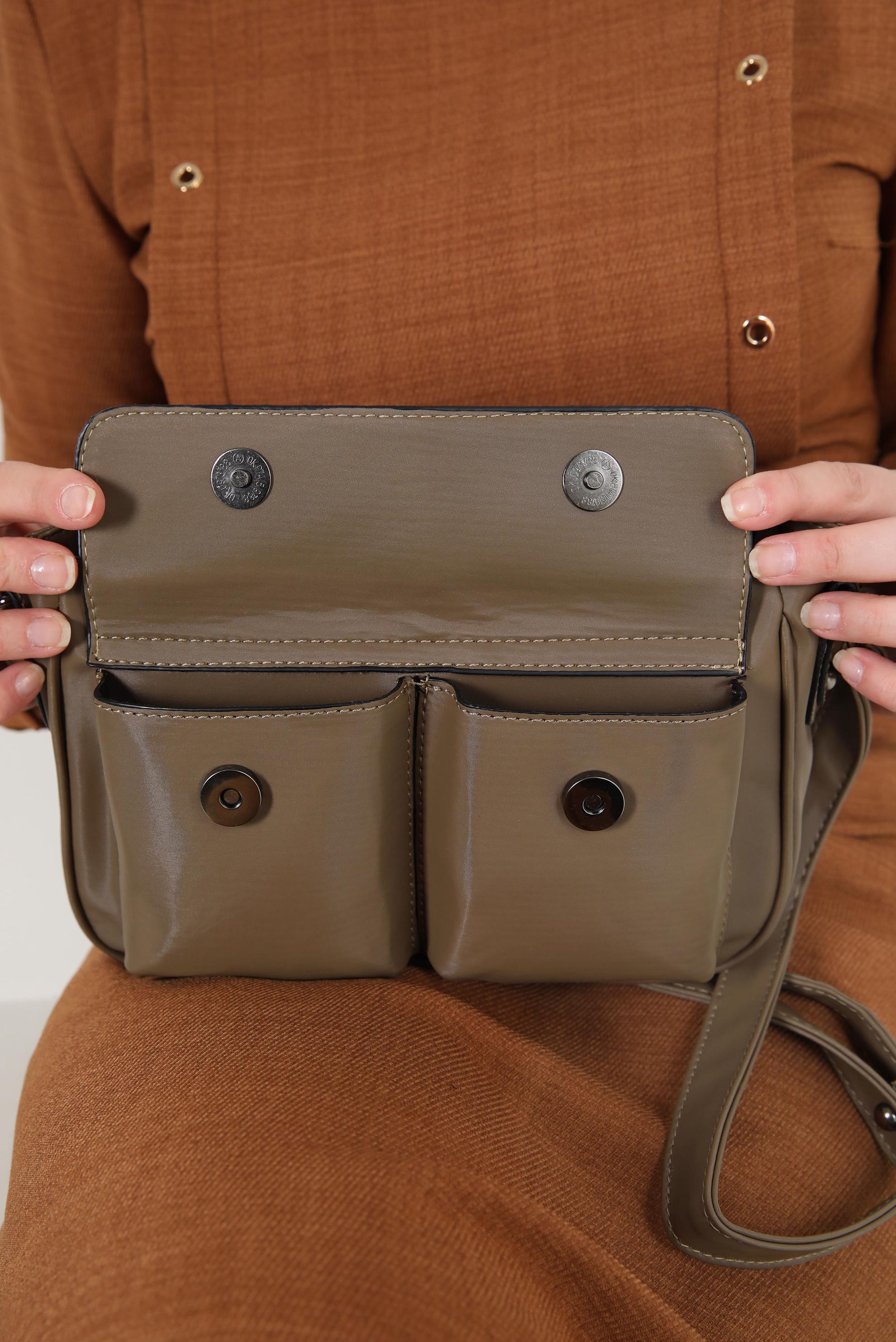 Tesettür giyim VİZON ALVİNA ÇANTA 941