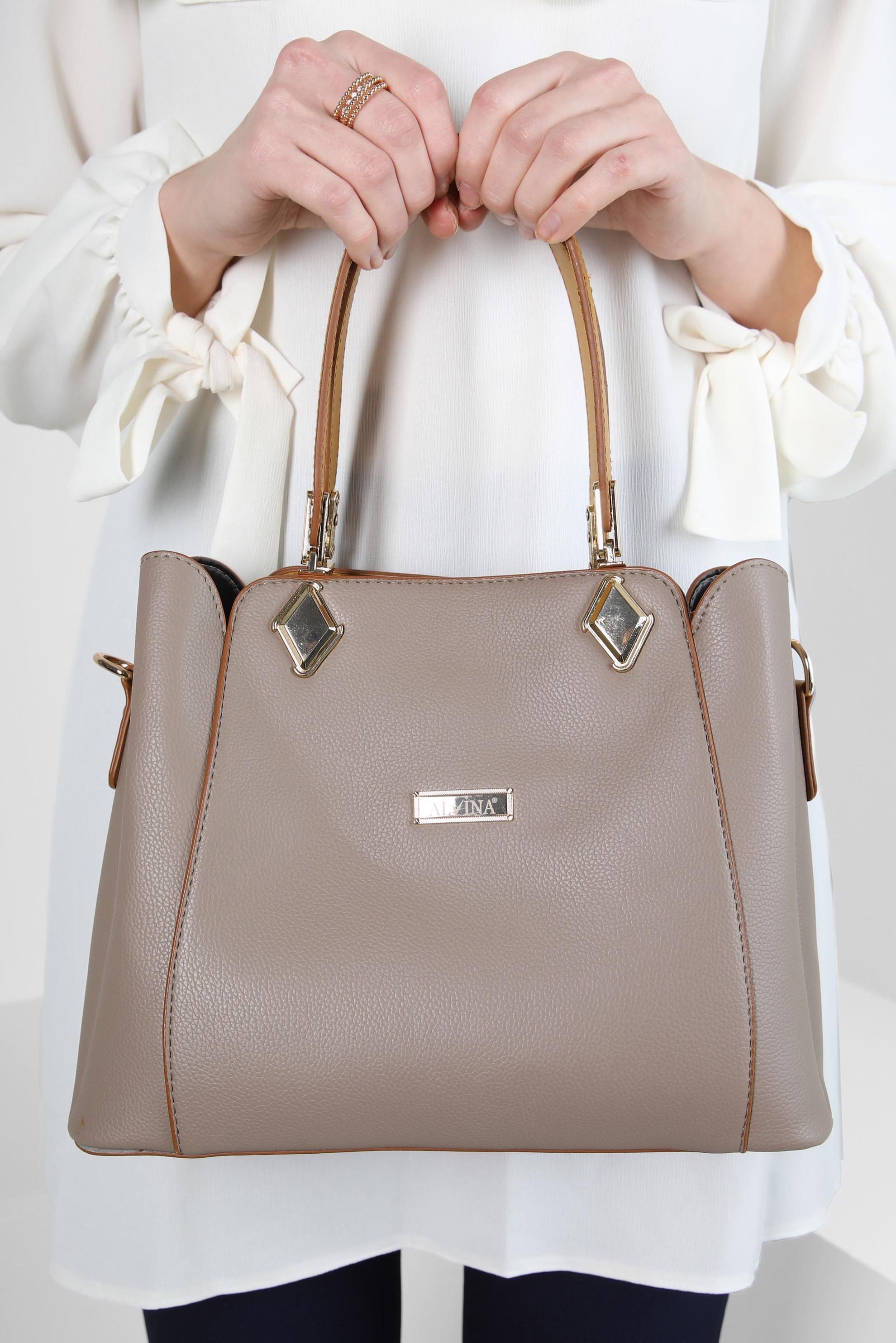 Tesettür giyim VİZON ALVİNA ÇANTA 954