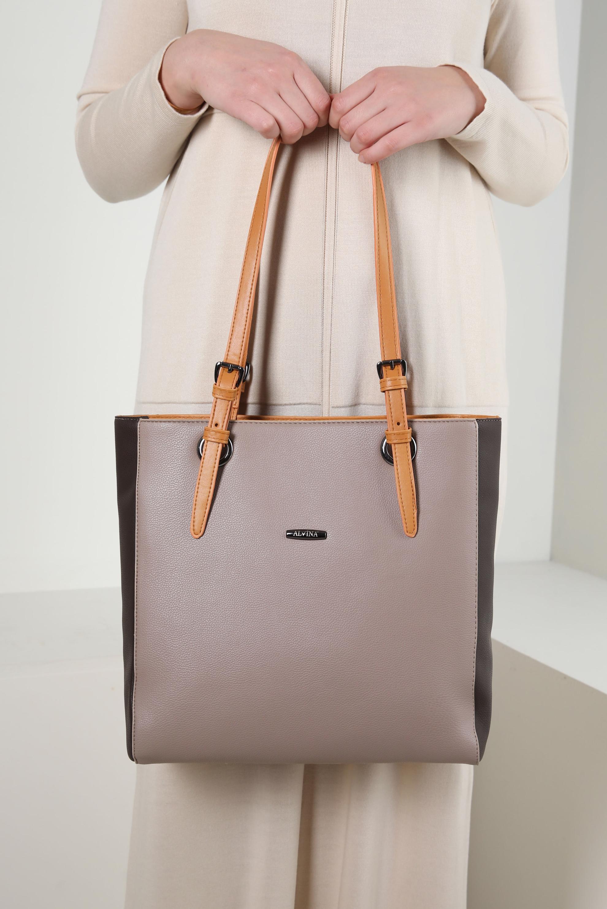 Tesettür giyim VİZON ALVİNA ÇANTA 966