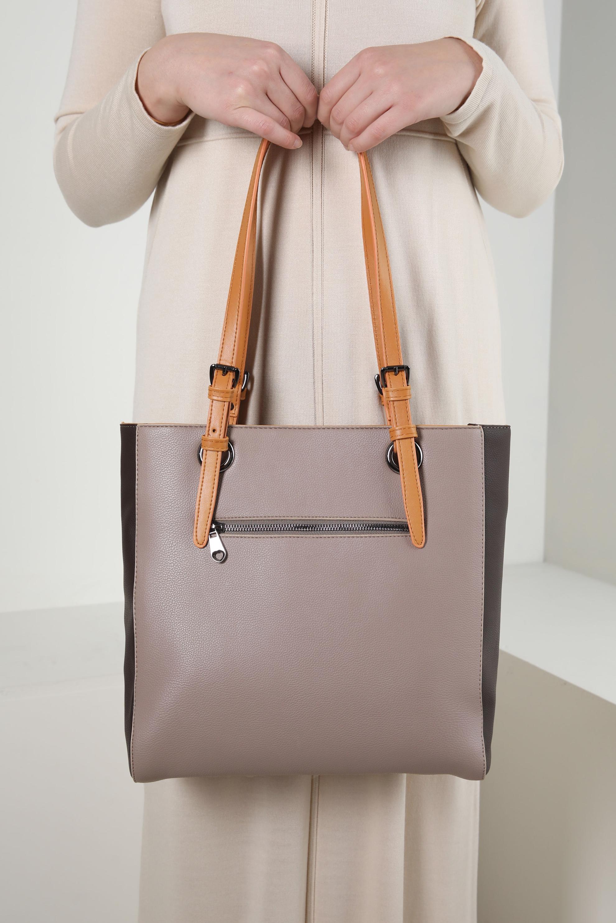 Tesettür giyim VİZON ALVİNA ÇANTA 966