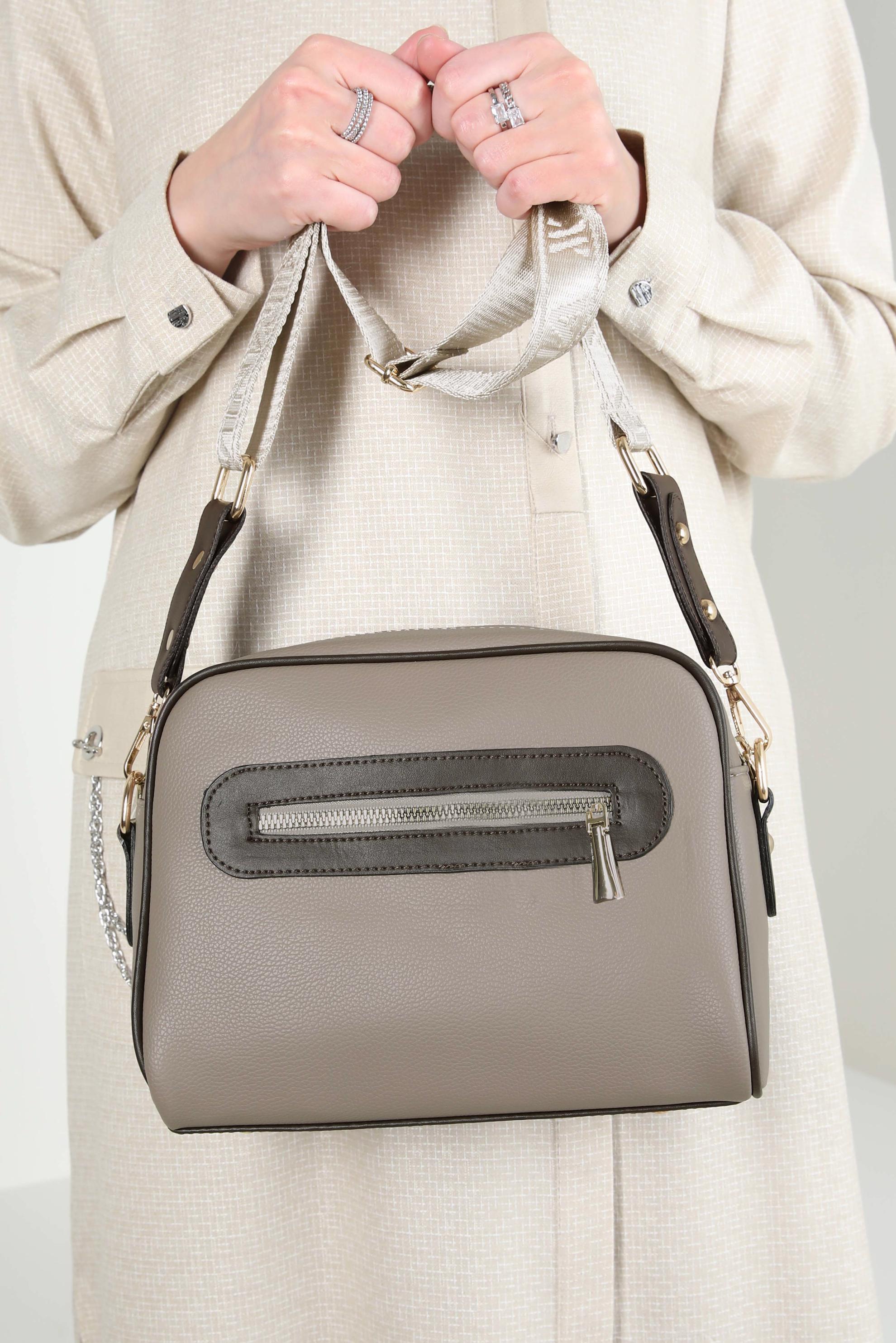 Tesettür giyim VİZON ALVİNA ÇANTA 987