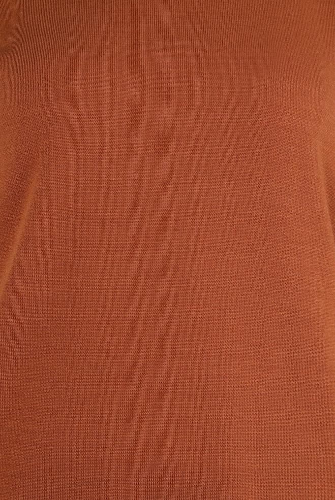 Tesettür giyim TURUNCU BOĞAZLI YAKA TRİKO ELBİSE 44005 - ALVİNA