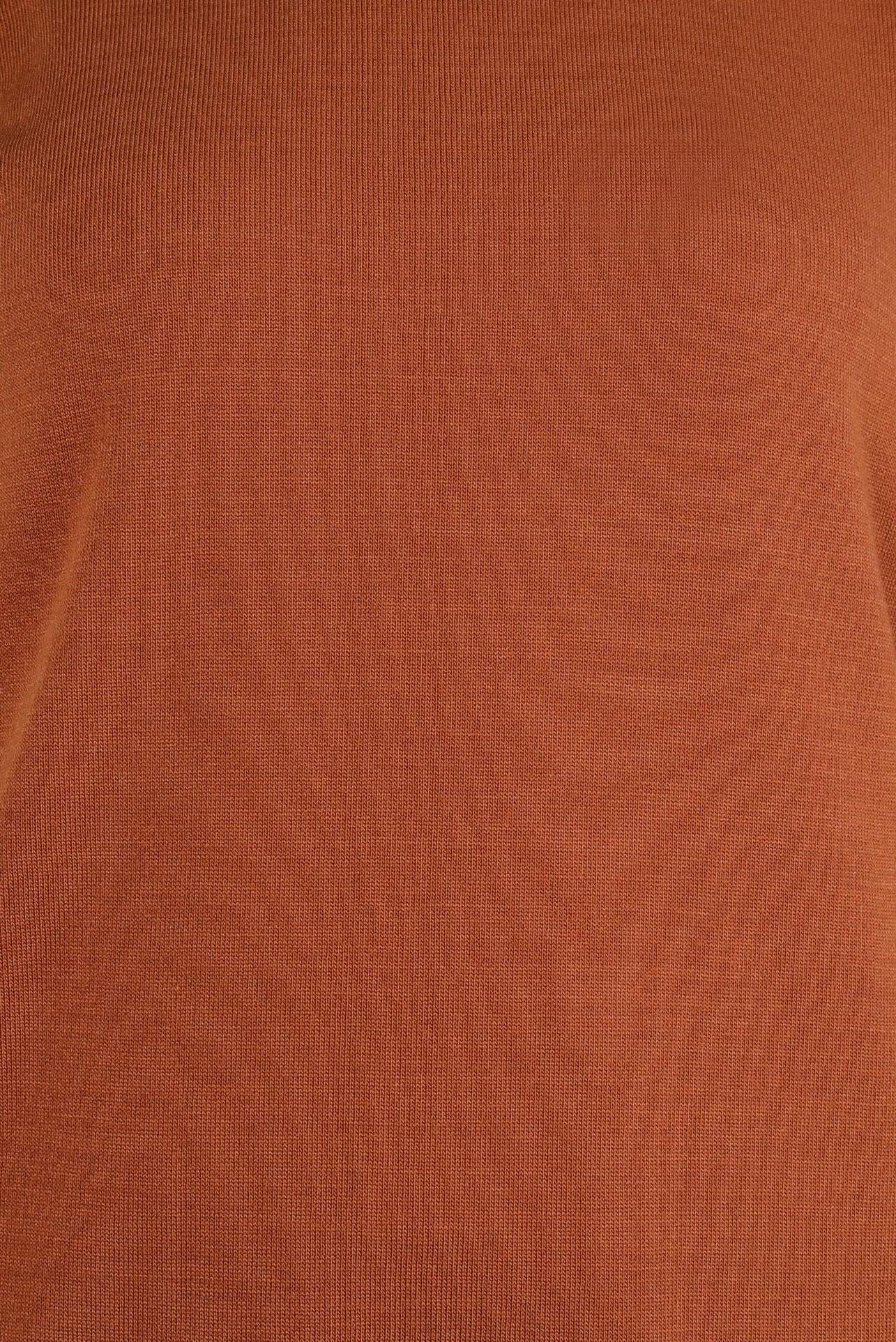 Tesettür giyim TURUNCU BOĞAZLI YAKA TRİKO ELBİSE 44005