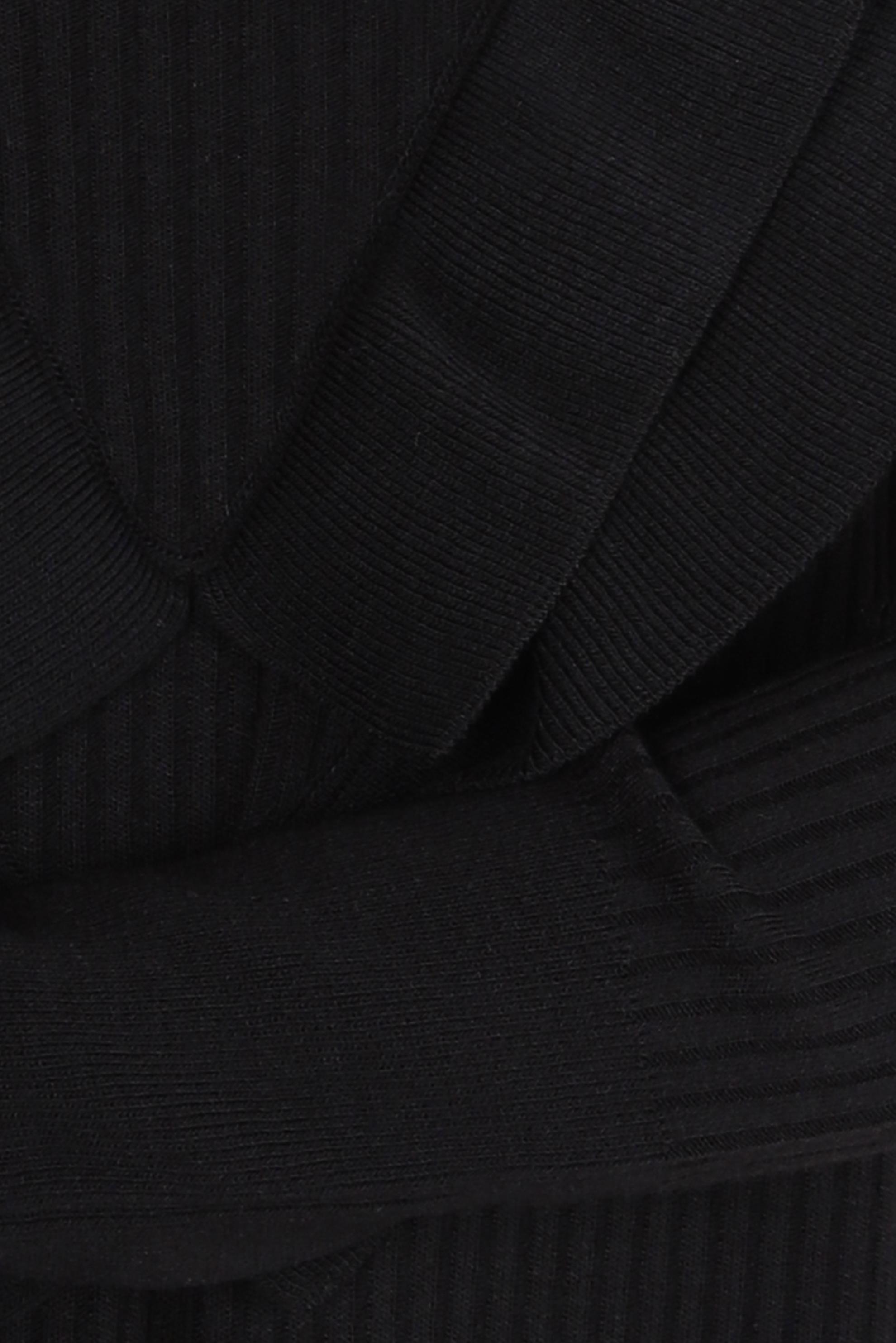 Tesettür giyim SİYAH FIRFIR DETAYLI TRİKO ELBİSE 44022