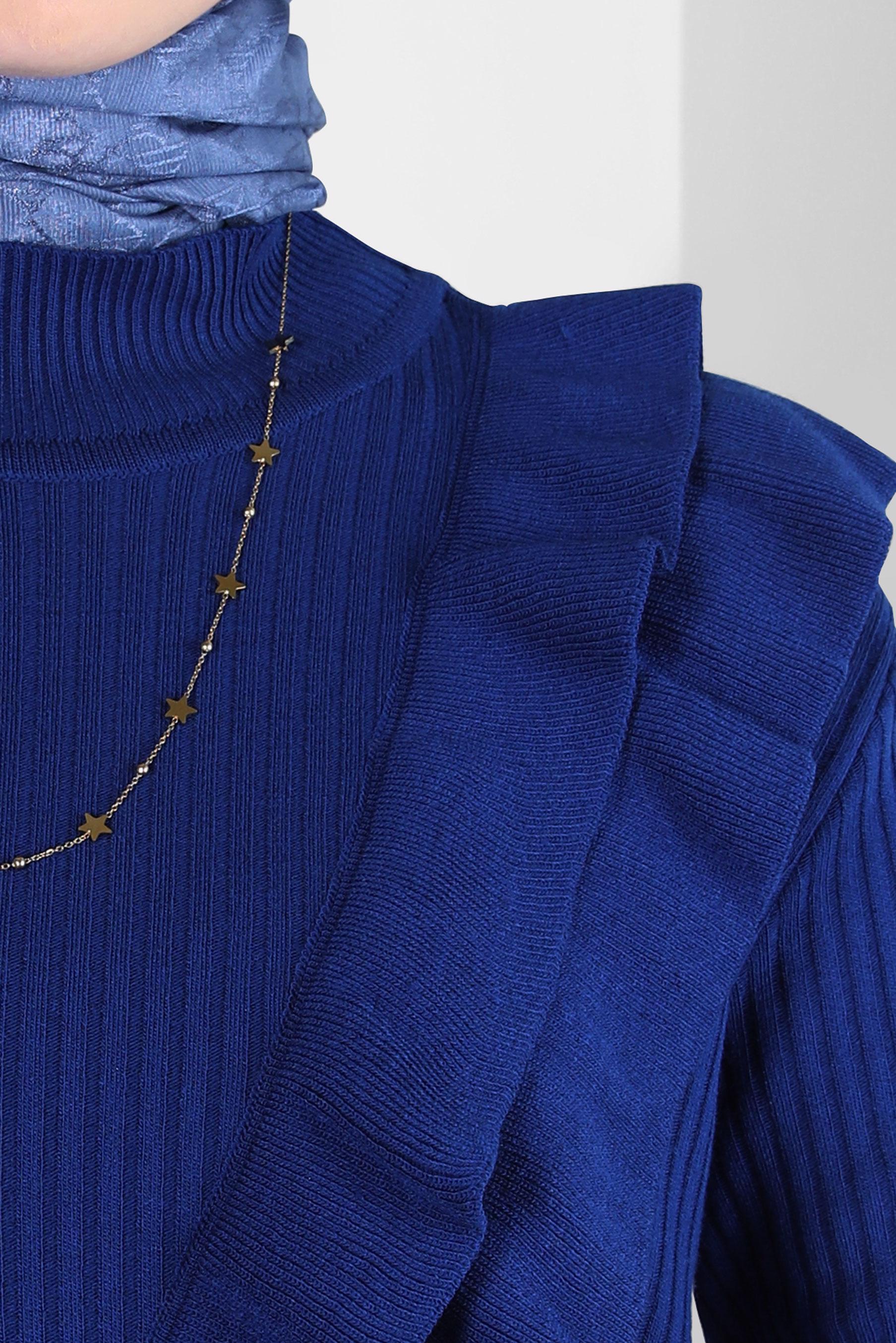 Tesettür giyim LACİVERT FIRFIR DETAYLI TRİKO ELBİSE 44022