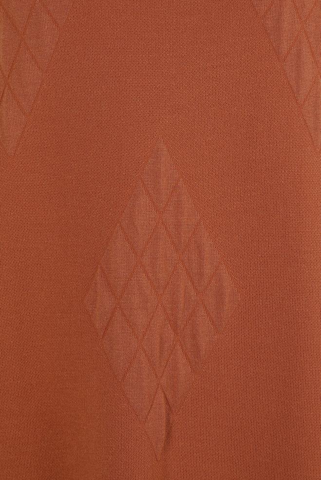 Tesettür giyim TURUNCU BOĞAZLI YAKA TRİKO ELBİSE 44023 - ALVİNA