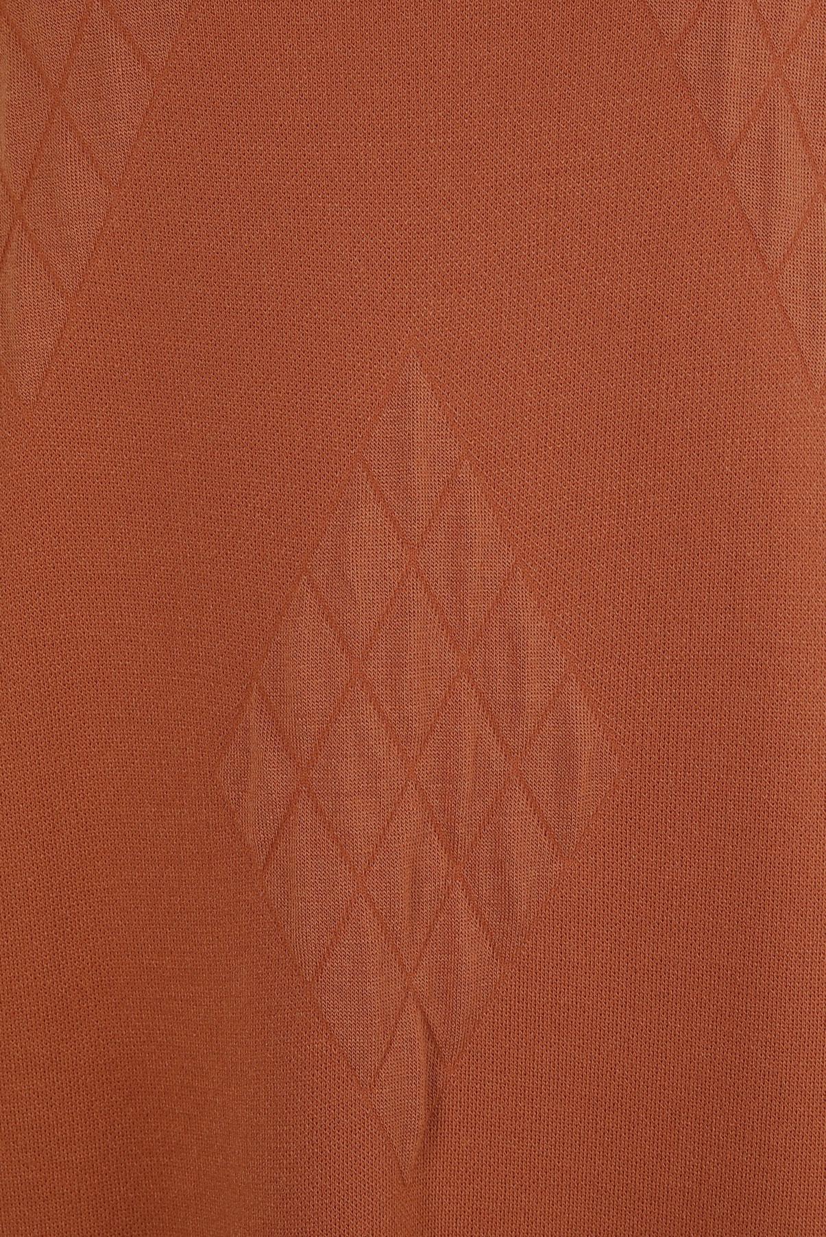 Tesettür giyim TURUNCU BOĞAZLI YAKA TRİKO ELBİSE 44023