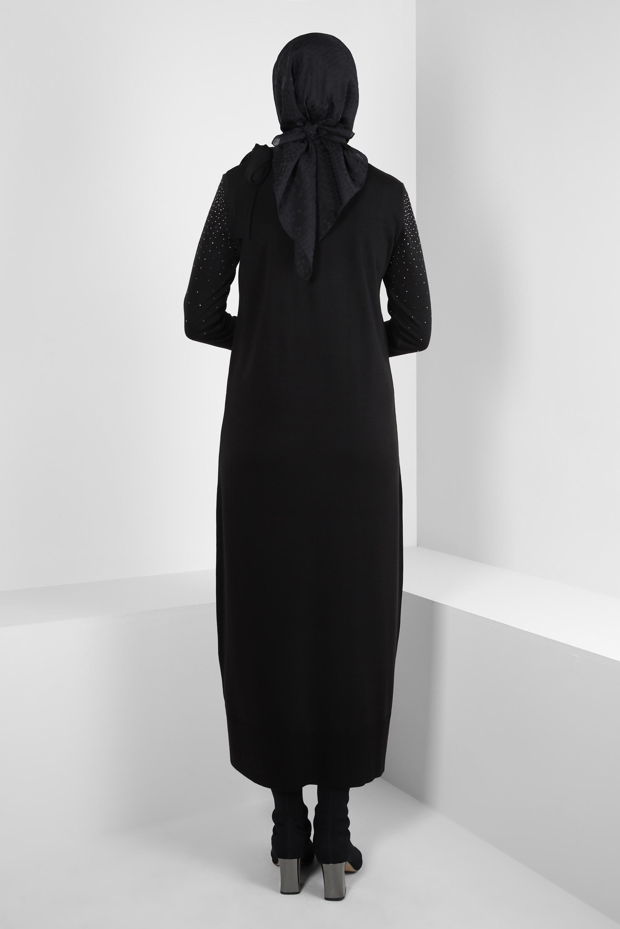 Hijab clothing BLACK KNITWEAR DRESS 44027