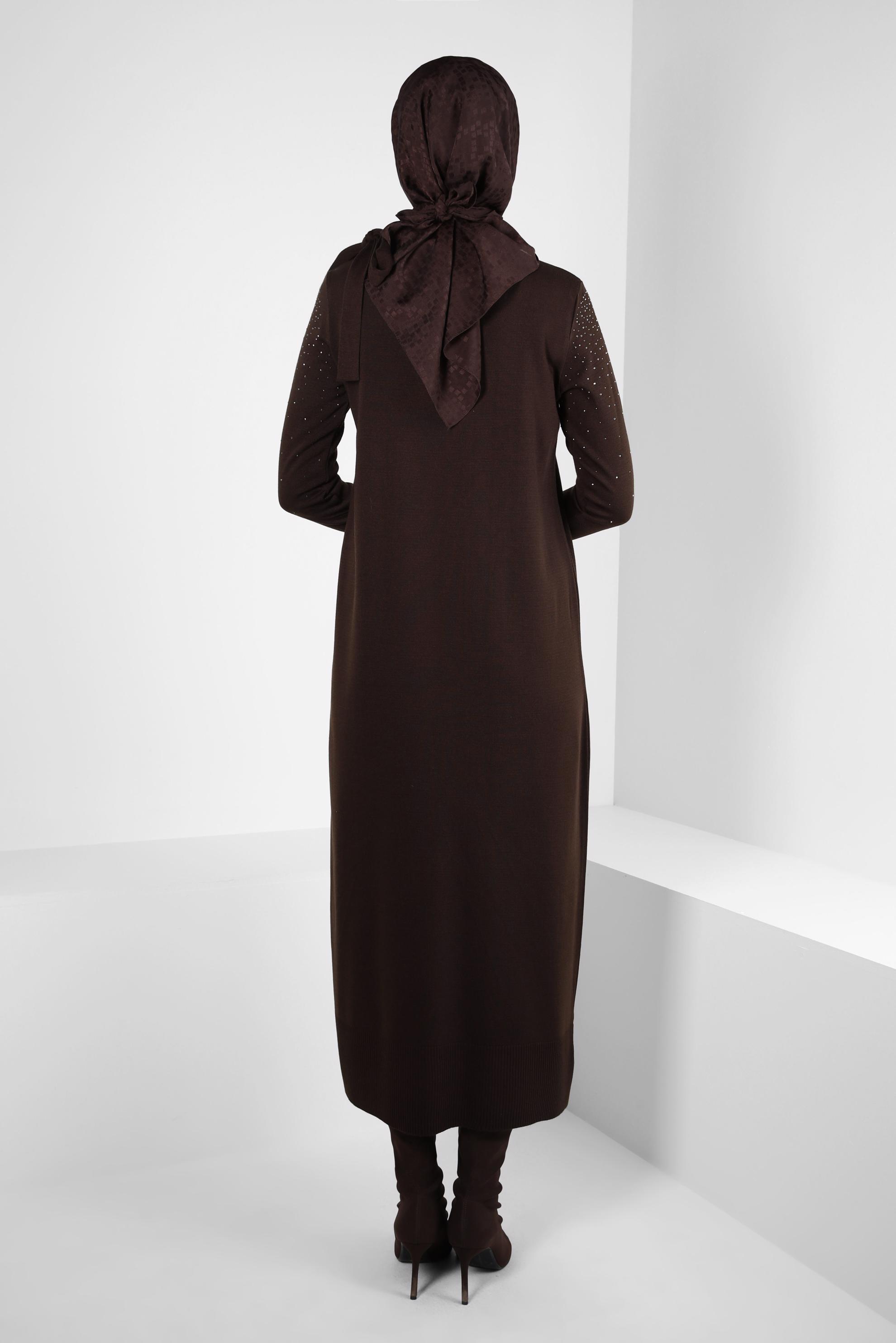 Hijab clothing BROWN KNITWEAR DRESS 44027