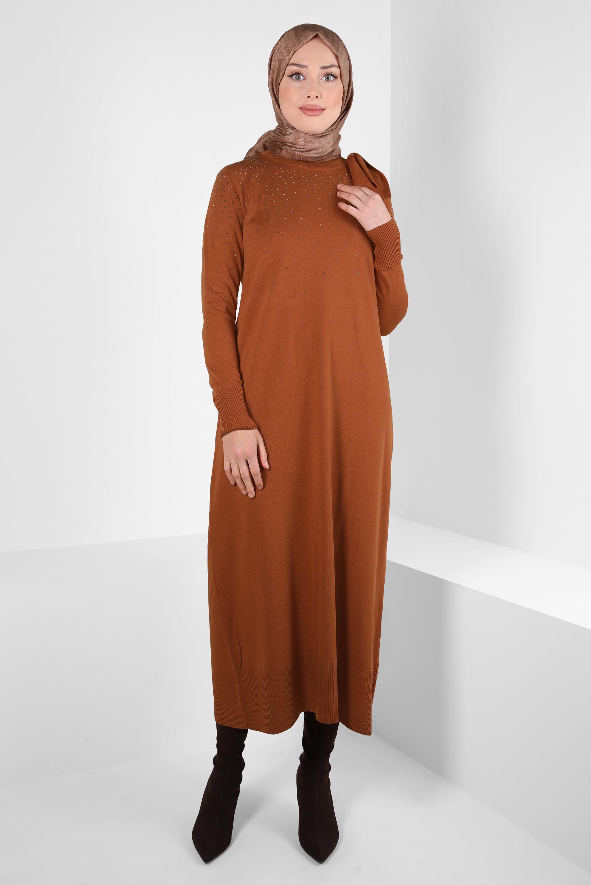 Vêtements hijab ORANGE ROBE EN TRICOT 44027