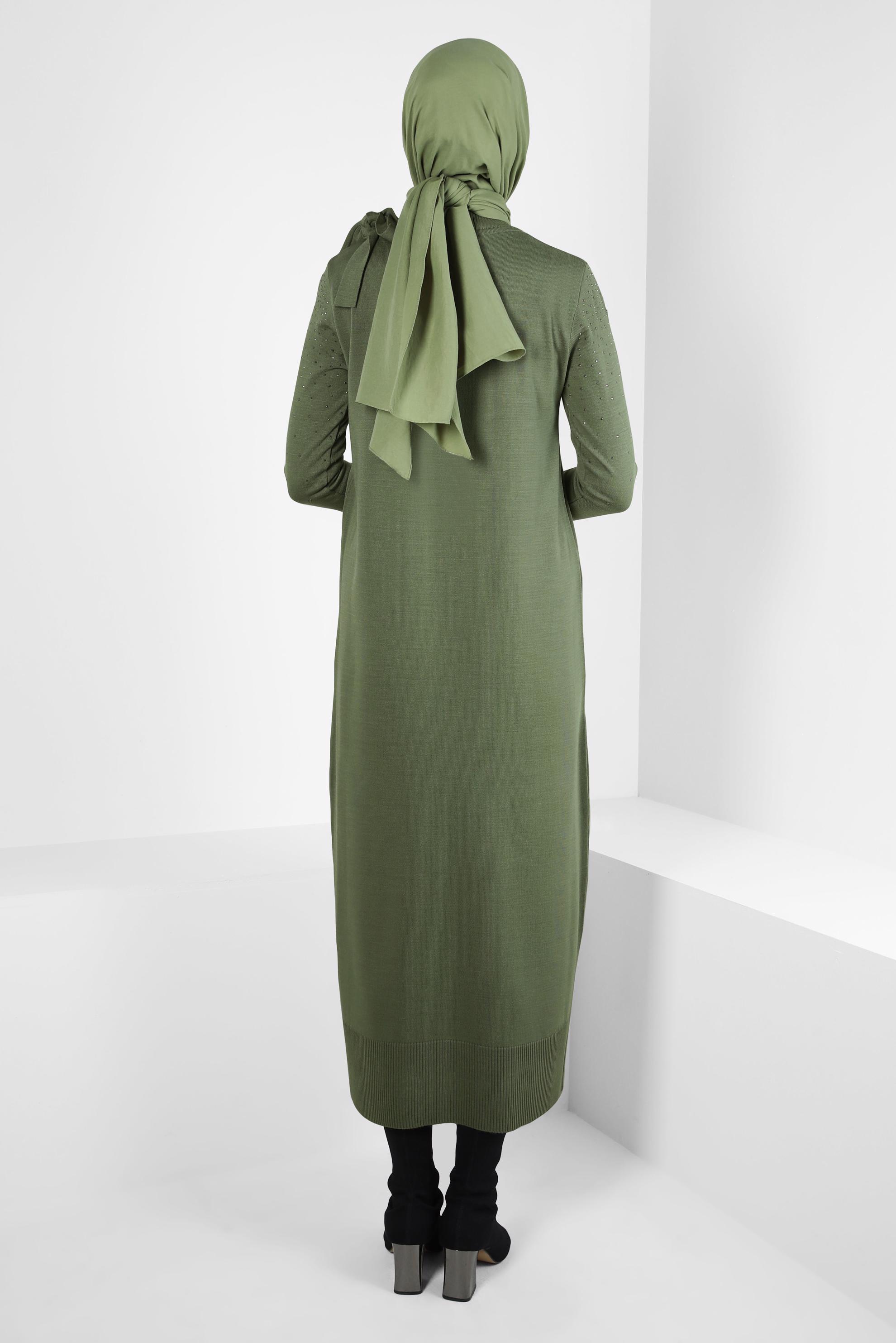 Vêtements hijab VERT ROBE EN TRICOT 44027