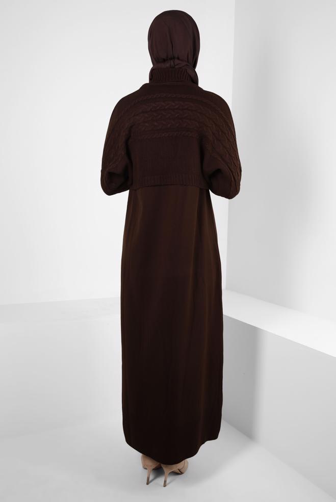 Hijab clothing BROWN KNITWEAR DRESS SUIT 44090 - ALVİNA